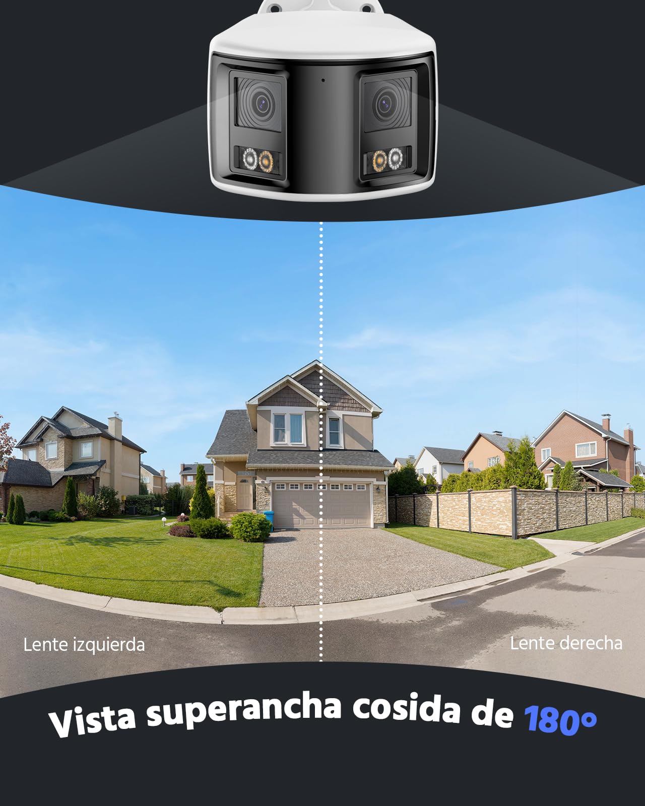ANNKE 4K podwójny obiektyw PoE kamera do monitoringu na zewnątrz z widokiem panoramicznym 180°, dwukierunkowe audio, rozpoznawanie osób/pojazdu, nagrywanie 24/7, kolorowa widoczność w nocy, IP67