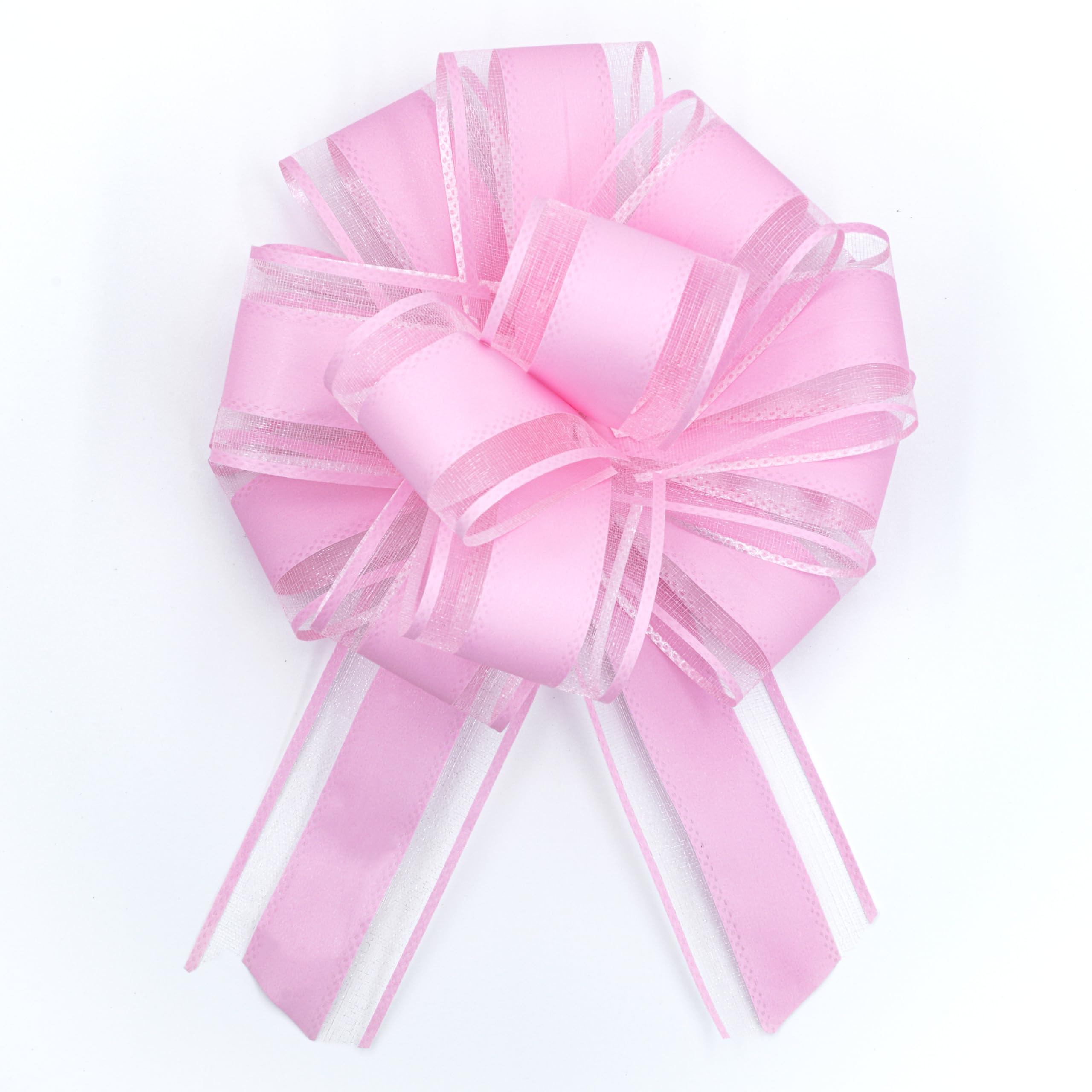 sxvblly 6 PCS Large Pull Bows 6 Inch Light Pink Bows for Gift Wrapping Wedding Basket Decorated Birthday Party and Valentine's Day Gift Decorations