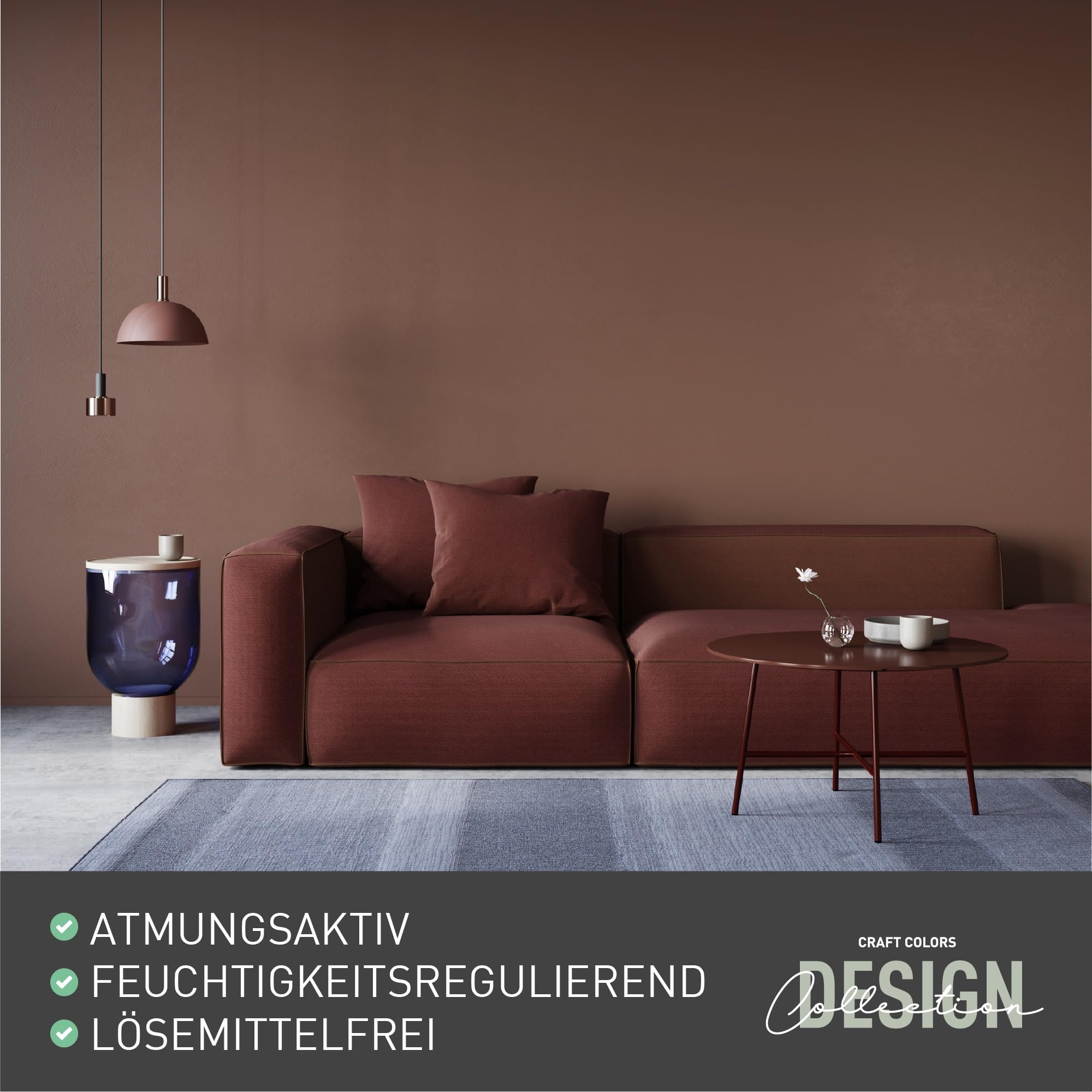 Craft Colors® 5L hochwertige Wandfarbe edelmatt, Kreidefarbe made in Germany, DESIGN Collection No. 835 Cappucino Braun