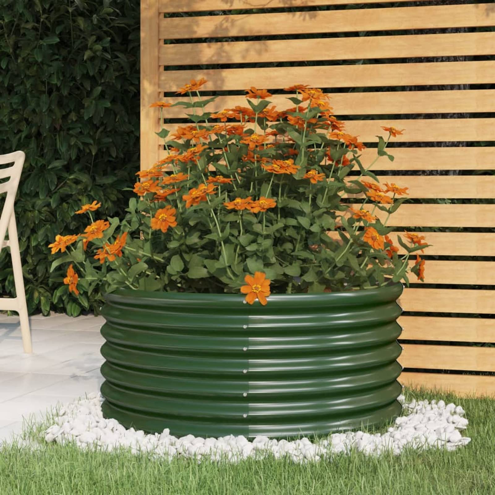 IKAYAA Raised Beds for Garden Metal Raised Bed Galvanised Steel Outdoor Planters Garden Planter for Herb Growing Fruits Flower -green-80 x 80 x 36 cm
