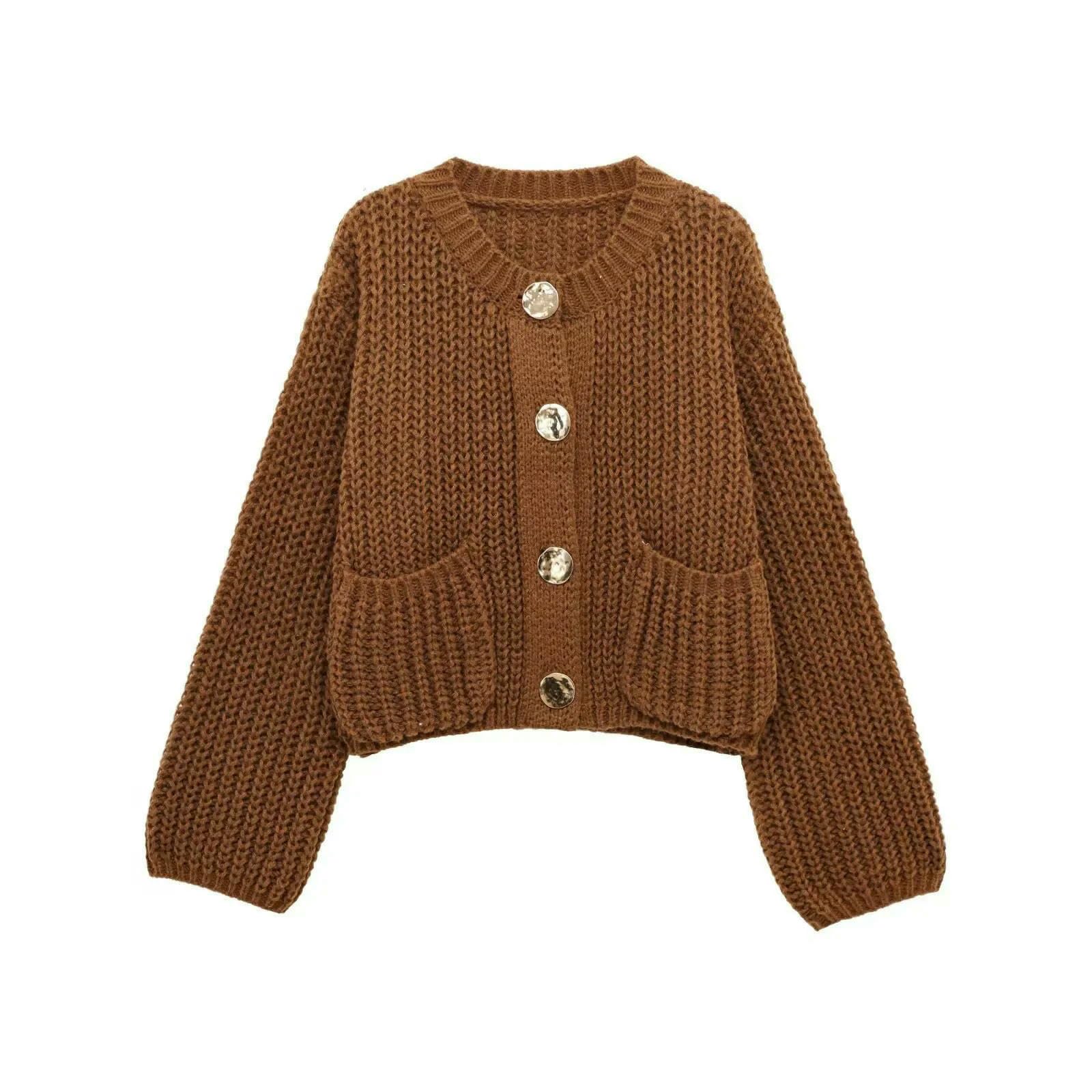 CHENSHI Maglione Donna Cardigan Lavorato A Maglia da Autunno Inverno Casual con Tasca Bottoni Manica Lunga Cappotti Larghi alla Moda Donna-Nero-m