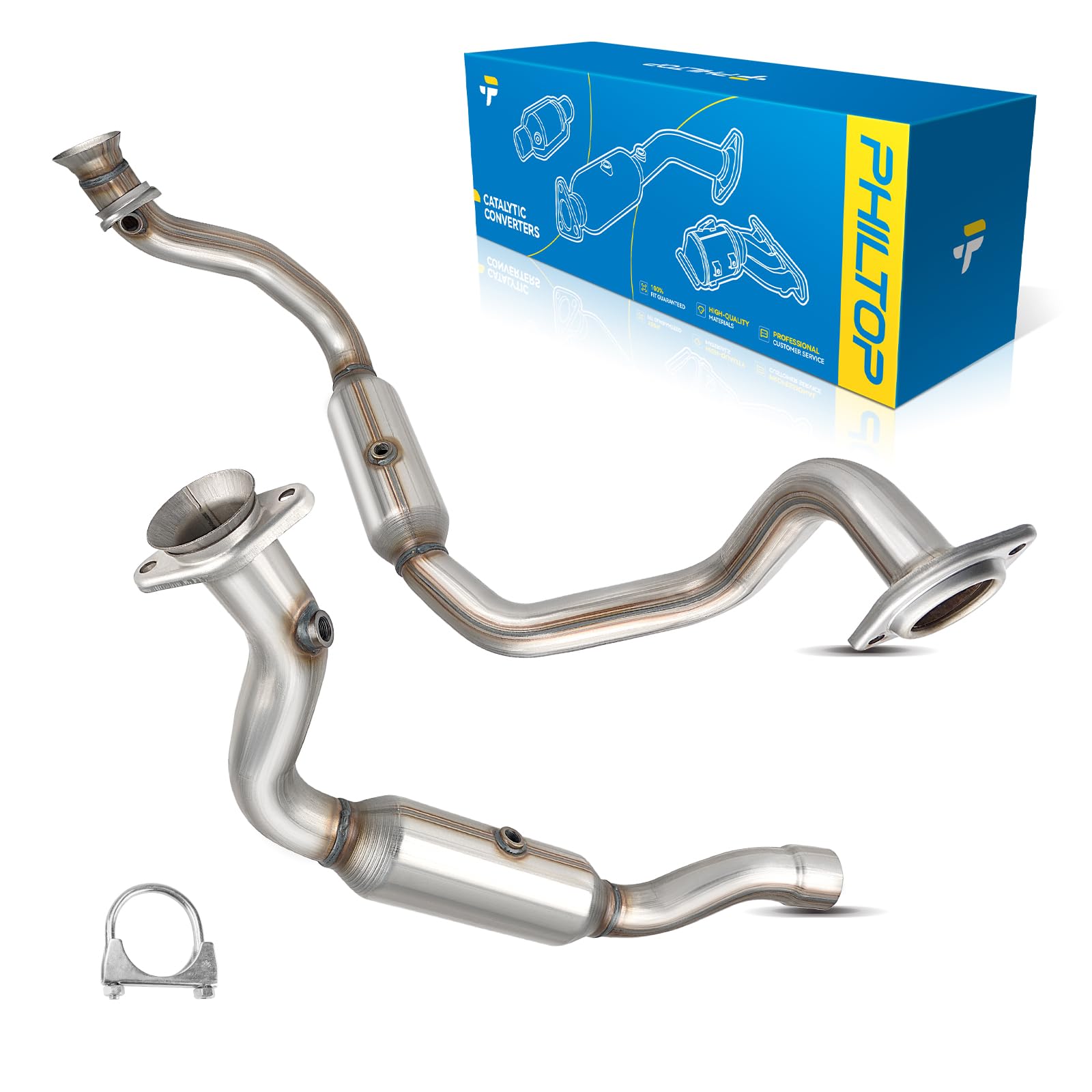 PHILTOP Catalytic Converter Kit Compatible with Ford 2011-2022 F-250 Super Duty 6.2L, 2011-2022 F-350 Super Duty 6.2L High Flow Catalytic Converter