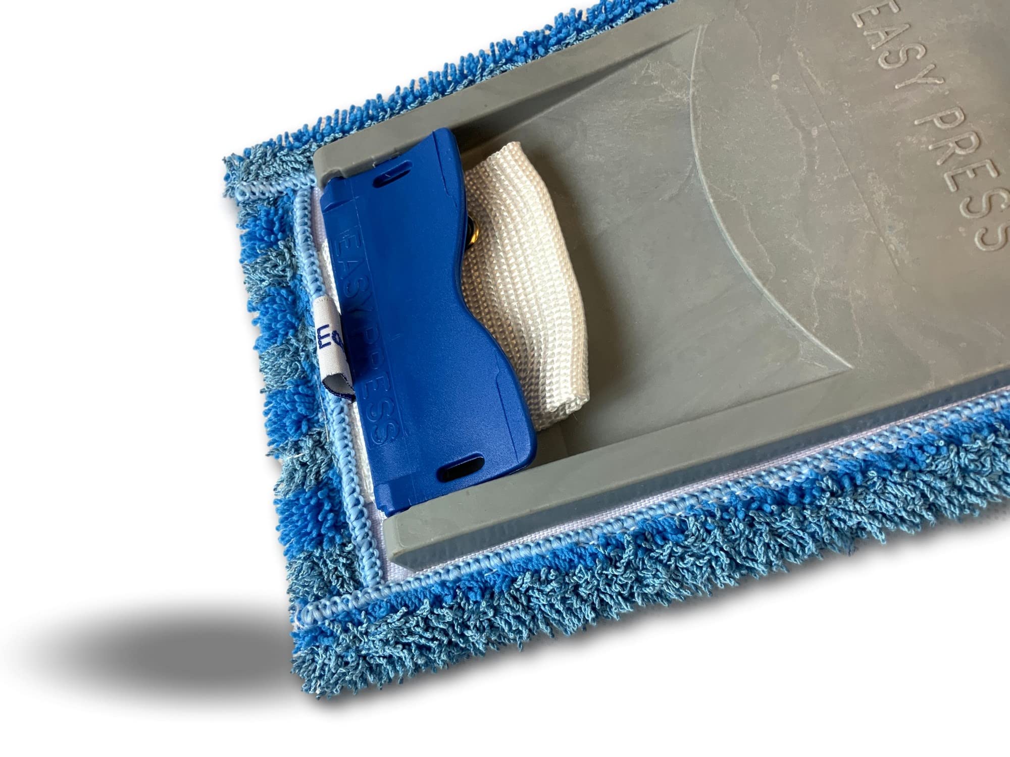Kibros Lot 10 serpillières Frange Microfibre Balai Easy Press 40 cm | Microfibre à languette avec œillets, 46×15 cm, lavante dégraissante, compatible balai Easy Press Kibros.