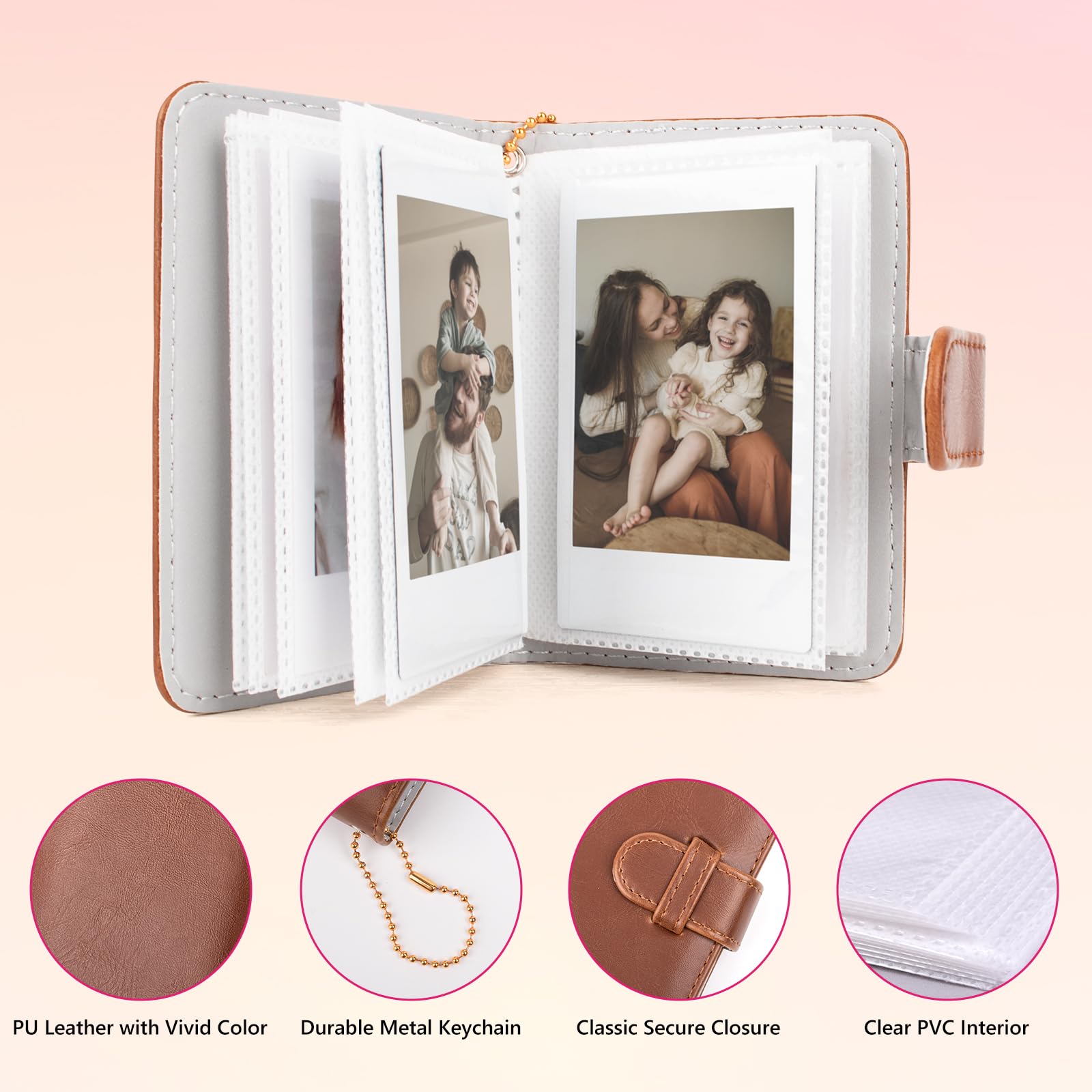 Mini Fotoalbum 28 Vakken Voor Instax Mini Foto's - PU Leder Kpop Fotokaarten Album - Blauw