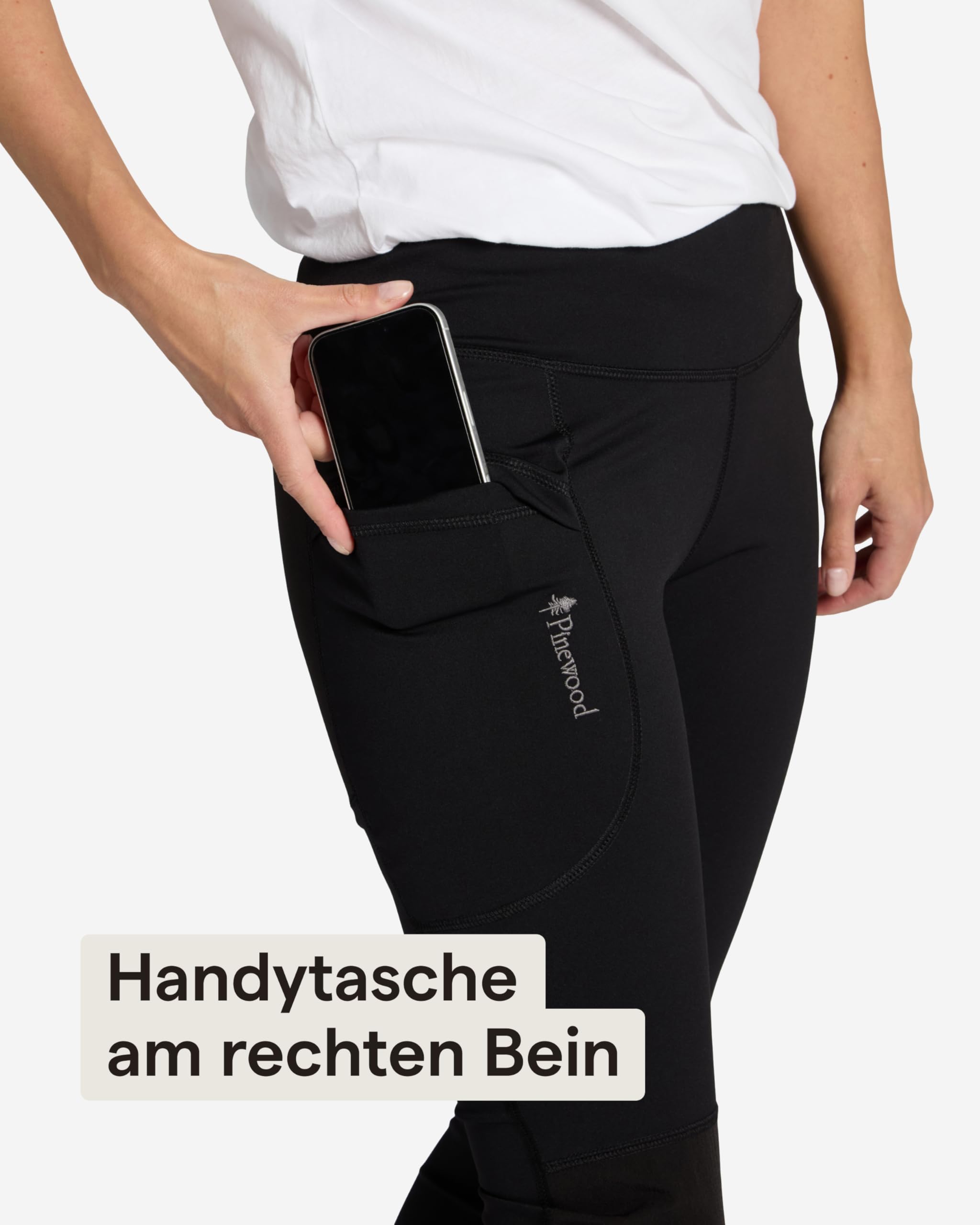 Pinewood Damen Active Tights mit praktischer Tachen am Bein und viel Bewgungsfreiheit durch 4 Wege-Stretch, funktionale und stilvolle Gym & Sportleggings