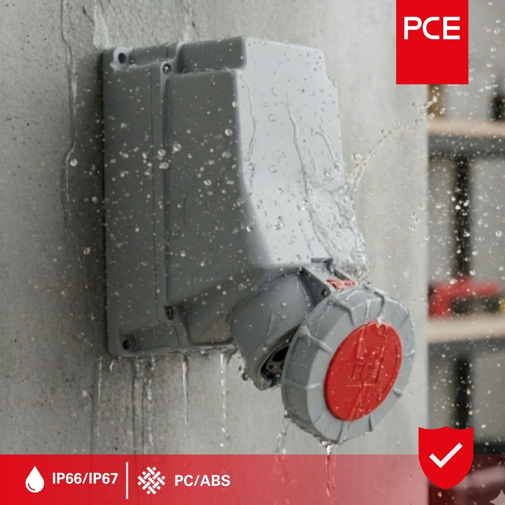 PCE Twist 145-6 Gniazdo Ścienne CEE 125A 5-biegunowe 400V IP67, 1 Szt. | Wytrzymałe gniazdo siłowe 5p 6h, idealne do przemysłu i warsztatu, wysoka odporność na warunki atmosferyczne i pył.