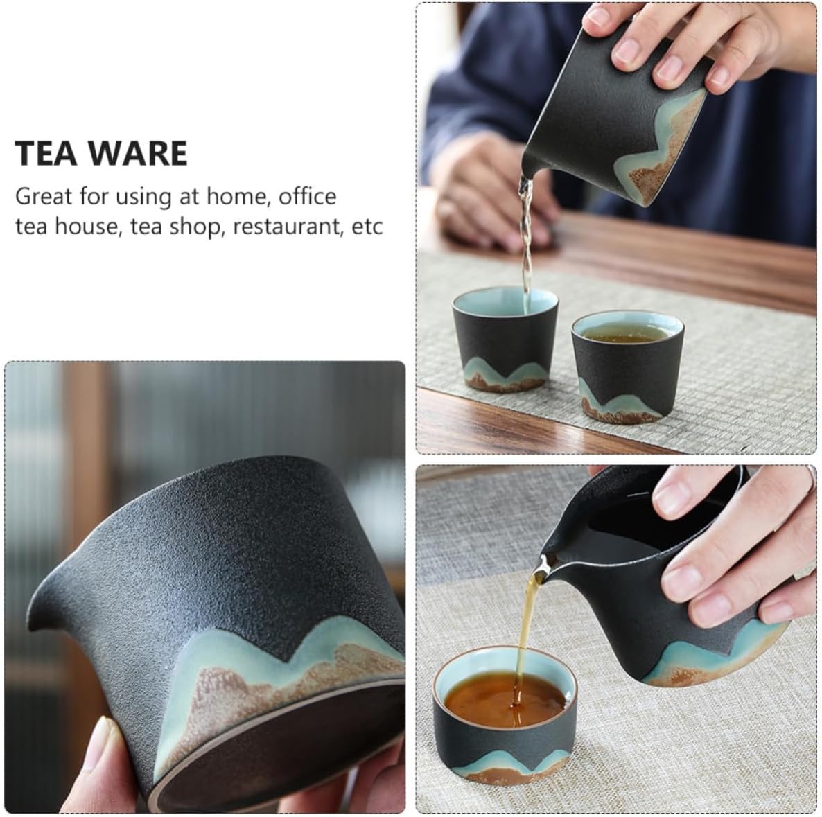 Tea Dispenser with Creative Tea Pitcher Black Ceramic Japanese Style Conveniently for Restaurant