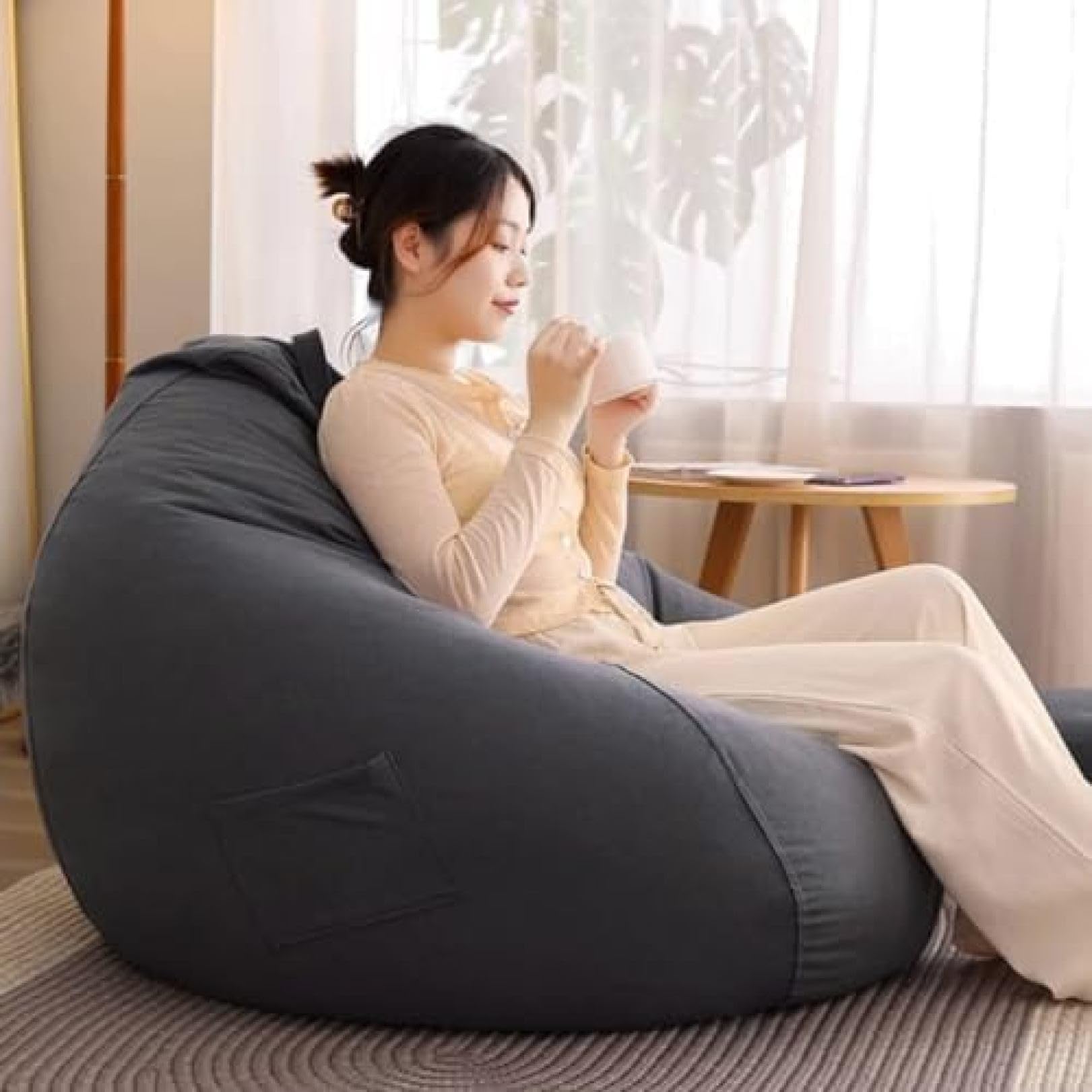 【人をダメにする】ビーズクッションソファ 合成皮革 キルティング　ホワイト Amazon.co.jp: ビーズクッション ソファー 豆袋 ミニ マイクロ