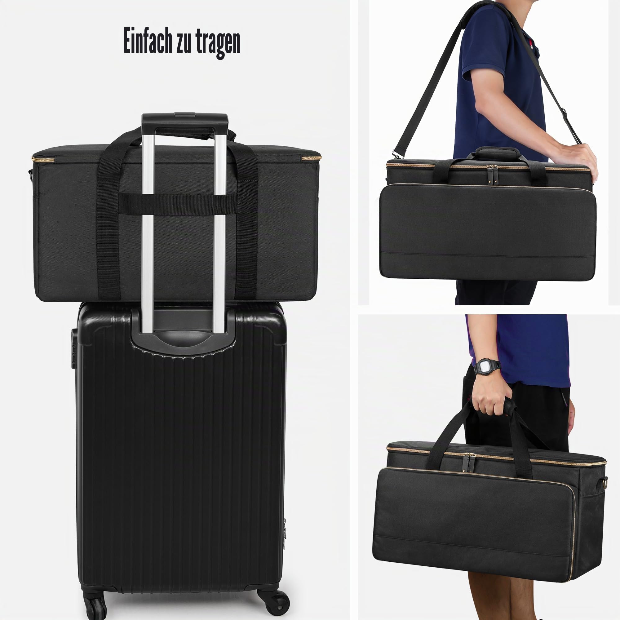 Trunab Große DJ Tasche mit Abnehmbaren Trennwänden und 15,6'' Laptopfach | Kabel Organizer Tasche für DJ-Zubehör und Musikinstrument