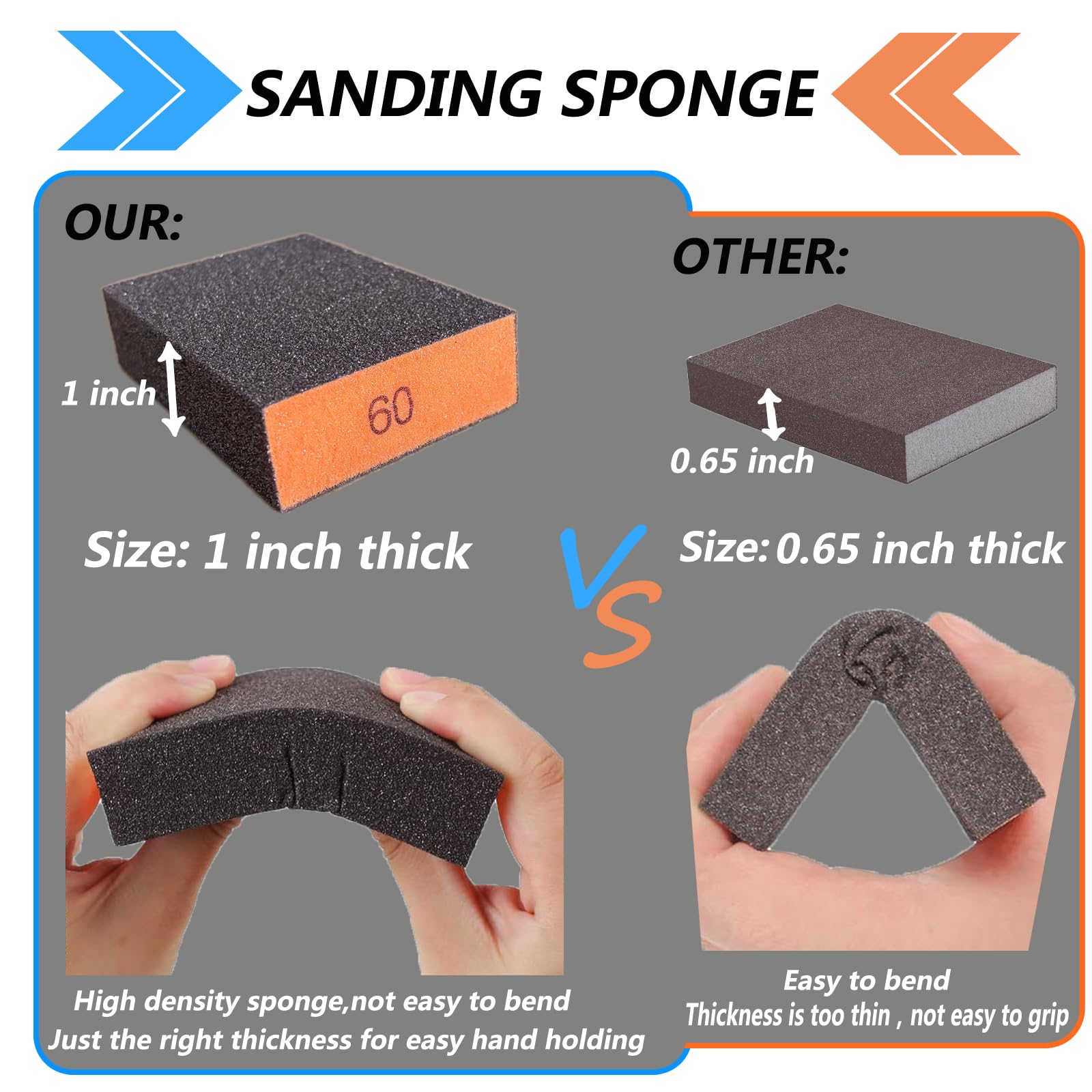10 Sanding Sponges - 5 Grits for Wood & Metal -4 10 Sanding Sponges - 5 Grits for Wood & Metal -4