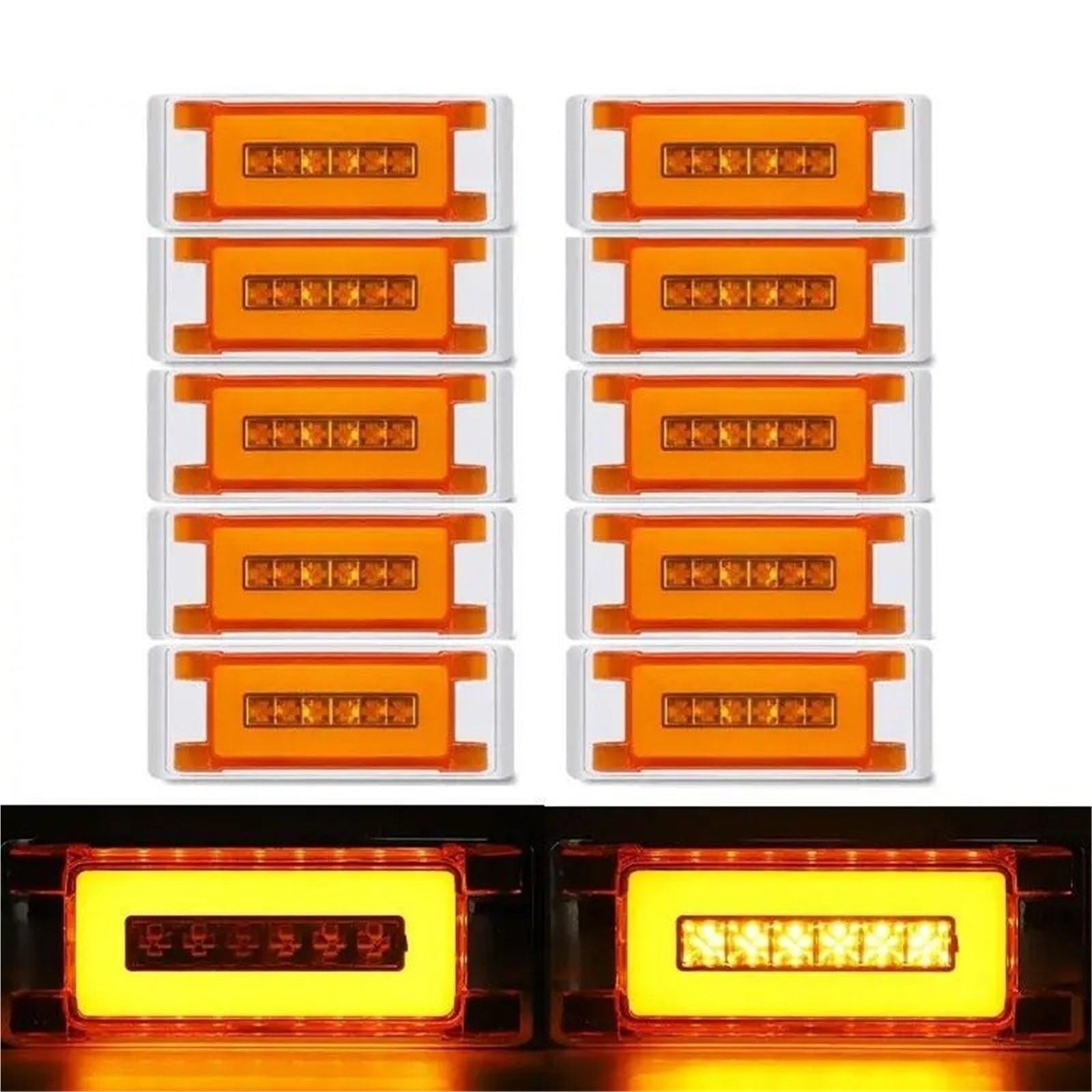 Trasera Recuperación Luces 10 Luces LED Laterales Cuadradas De 6 Pulgadas, Luz De Giro Amarilla, Luz Trasera De 12V Y 24V Para Camión, Remolque, Tractor Camioneta Autobús.