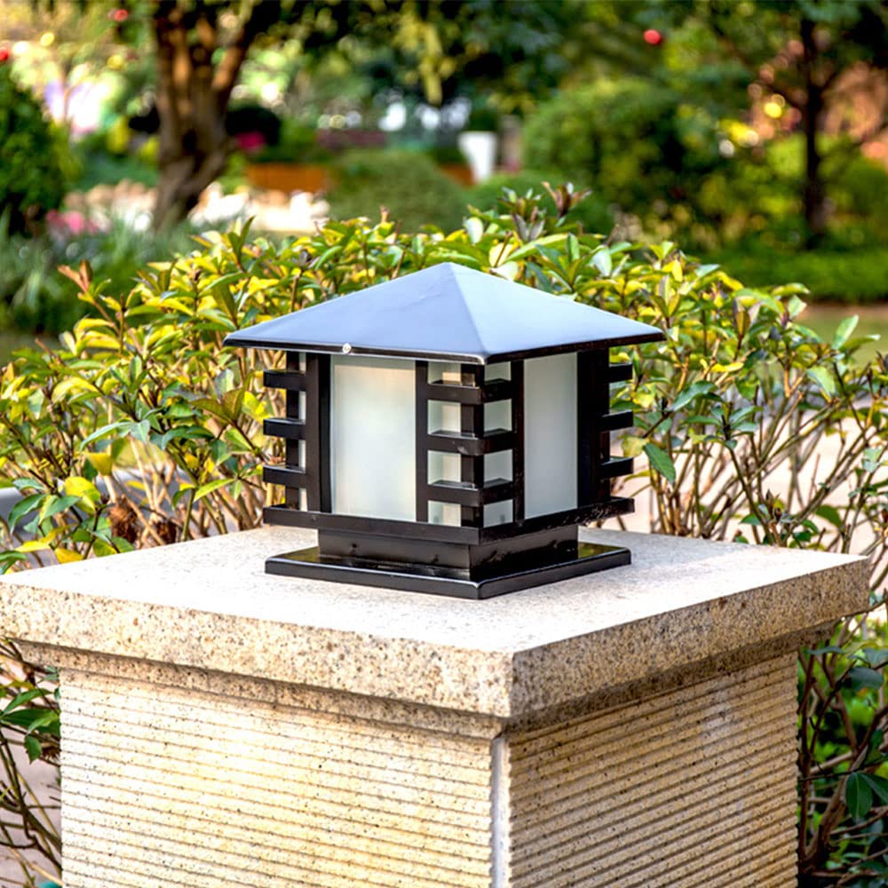 Lampadaire Simple Noir Avec Base De Fixation Sur Pilier,Éclairage