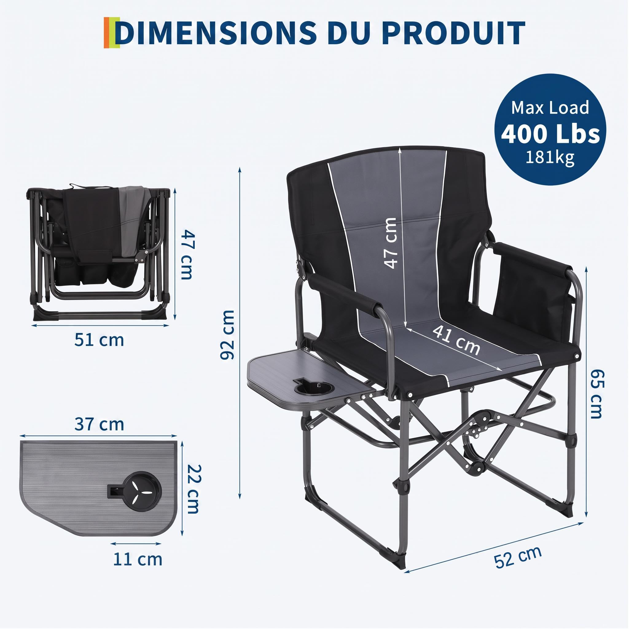 Chaise Camping réalisateur XXL 180 kg