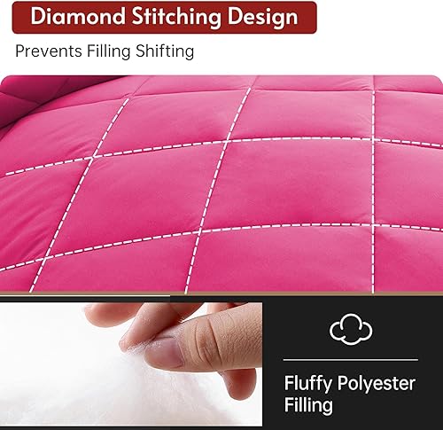 Miniatura 174 de MUXHOMO Juego de edredón Queen de 7 piezas, cama reversible en una bolsa, tamaño Queen, juego de ropa de cama para todas las estaciones con edredón