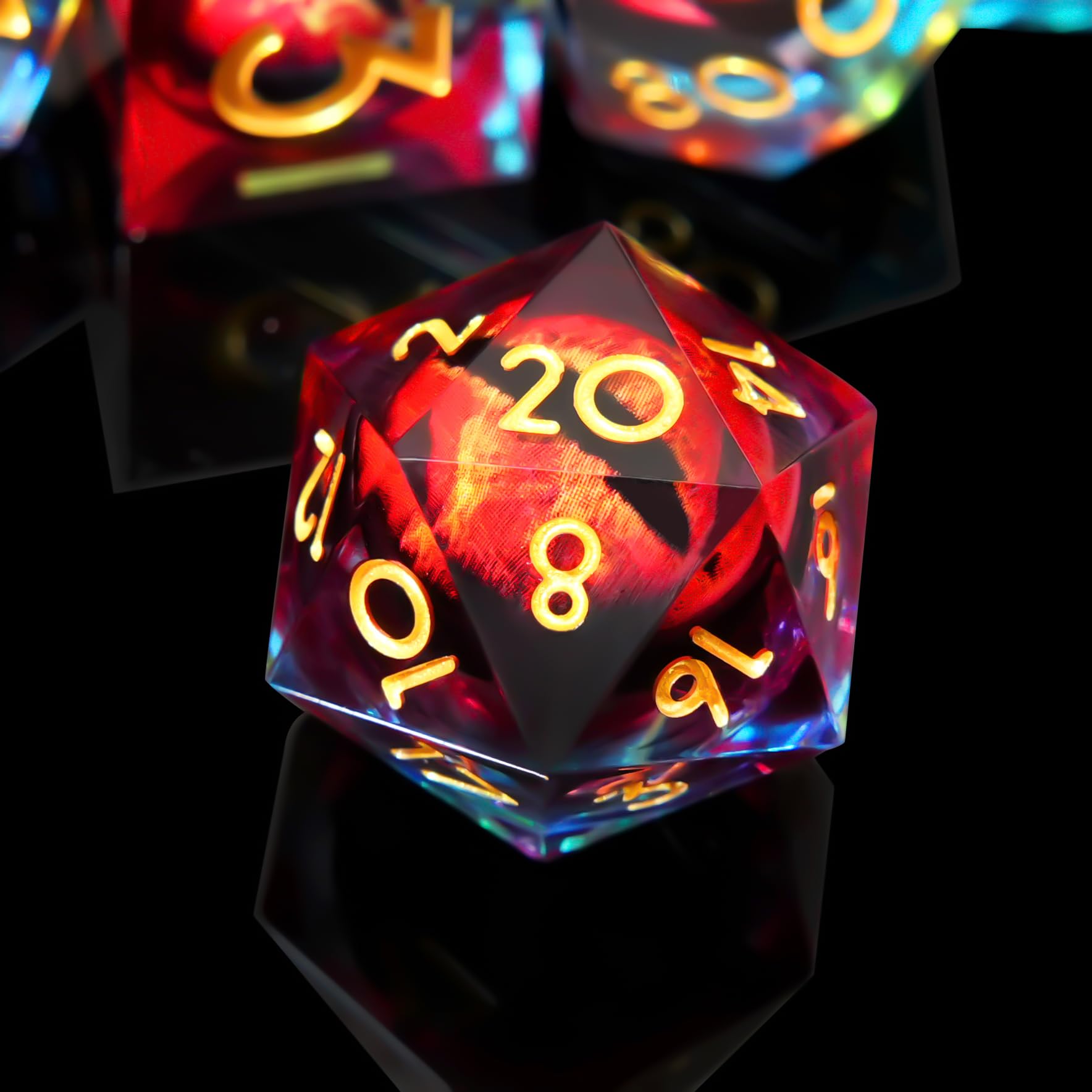 Juego de dados individuales D20 con resina de borde afilado para Dungeons and Dragons, RPG, dados poliédricos D&D, juegos de rol MTG juegos de mesa