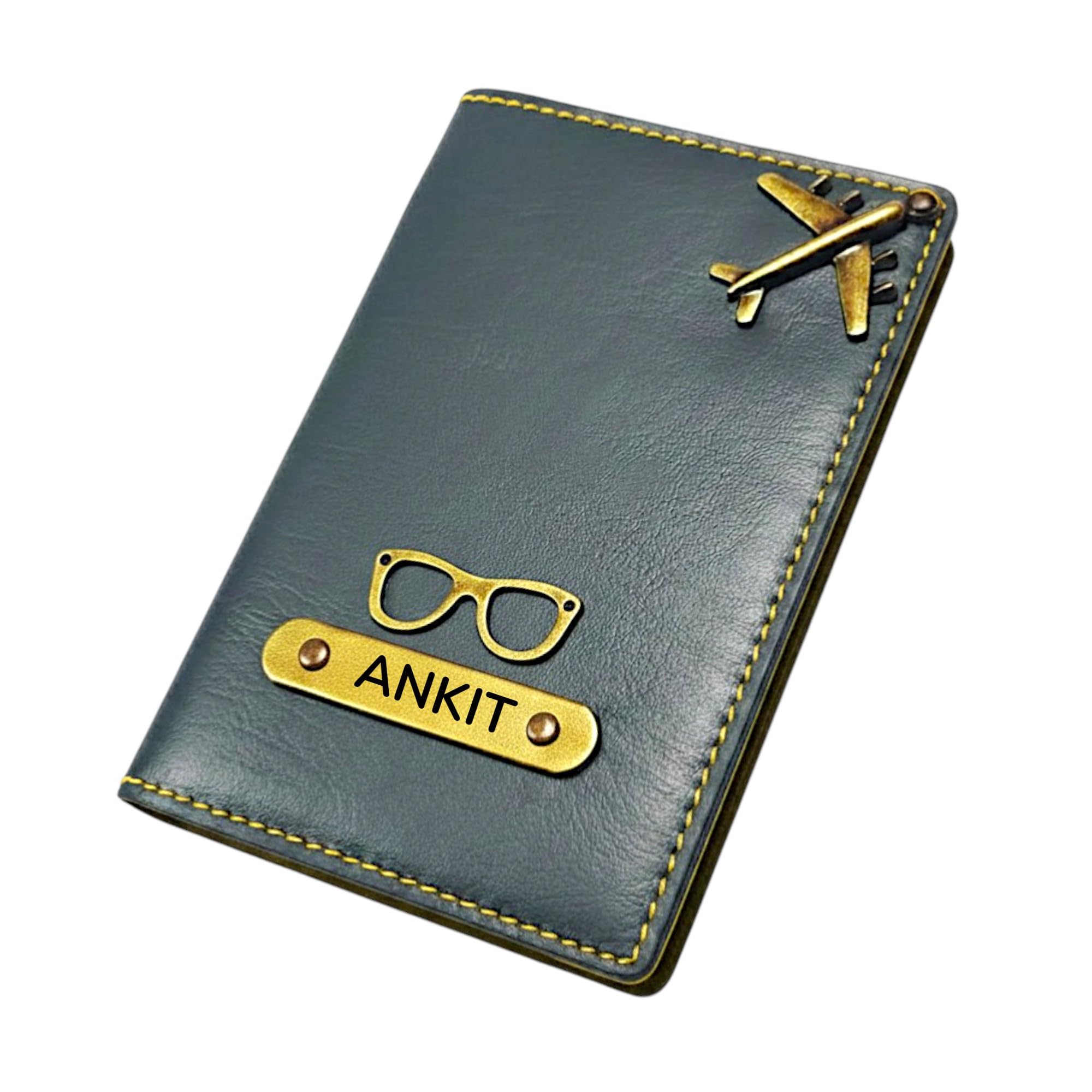 the unique gift studio Customised Passport Cover Holder Personalised Name & Charm Leather Passport Cover Holder for Men & Women (Blue) Customised Passport Holder for Gift-picture-11