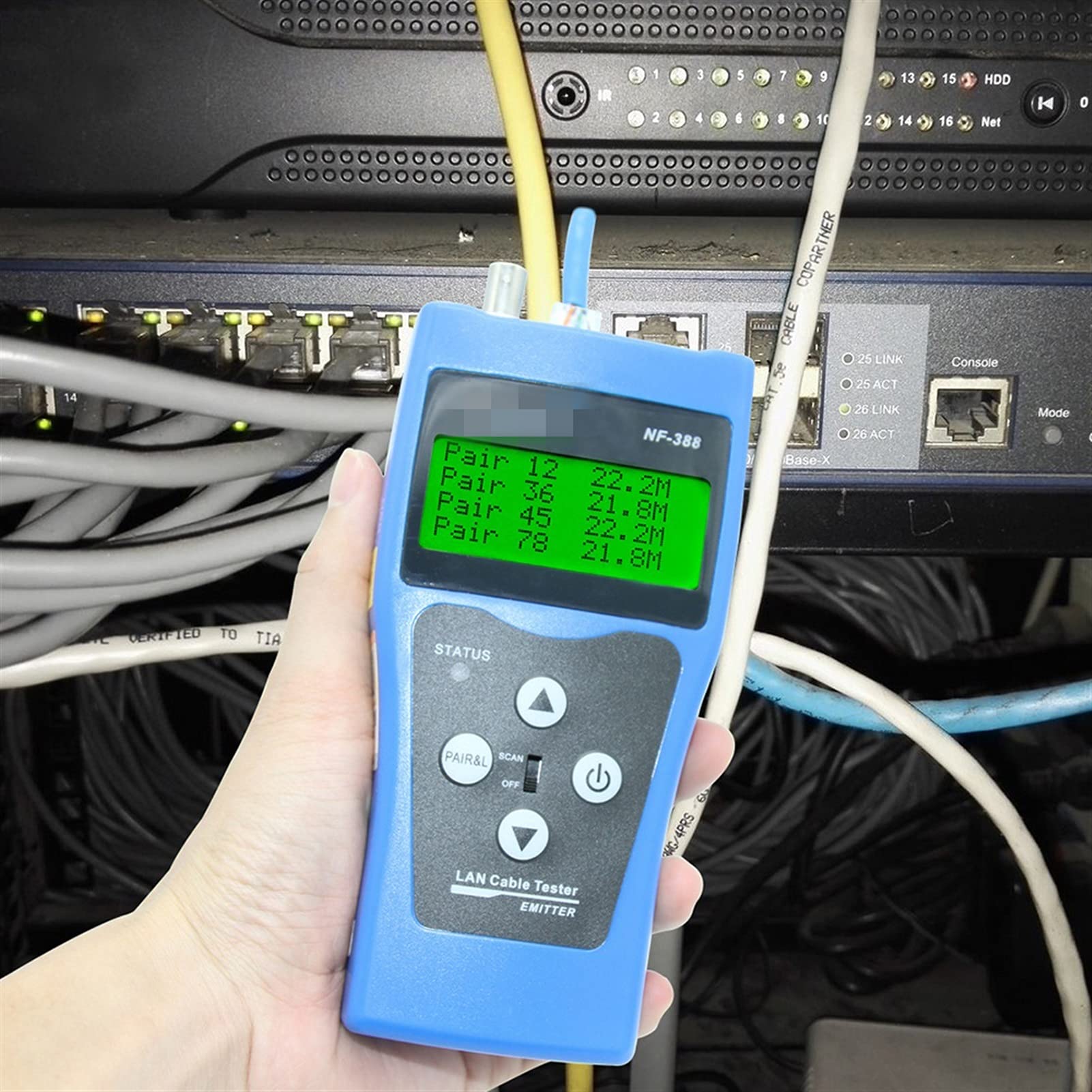 Detector de pared, La red LAN Testador de cables Teléfono Cable Tracker LCD RJ45 BNC Identificadores del escáner 8