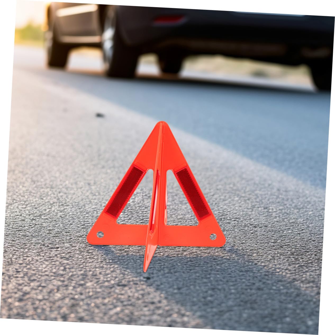 Triangolo di Segnalazione Rosso Pieghevole 3 Pezzi Plastico | Veicoli in Sosta, Struttura Stabile Superficie Riflettente, Formato a Triangolo