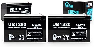 3 Pack Replacement for Acme Security System 626 Battery - Replacement UB1280 Universal Sealed Lead Acid Battery (12V, 8Ah, 8000mAh, F1 Terminal, AGM, SLA) - Includes 6 F1 to F2 Terminal Adapters