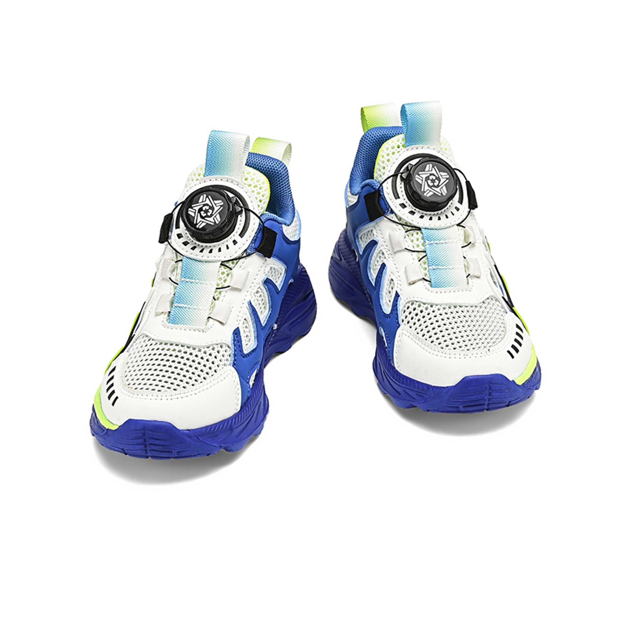 KSYVUCRD Kids Summer Rotating Knob Low Top Shoes Hollow Heel High Elasticity Running Shoes Mesh Fabric Cloth Surface for Badminton Beginner Training Shoes Indoor Badminton Gymnasium Blue