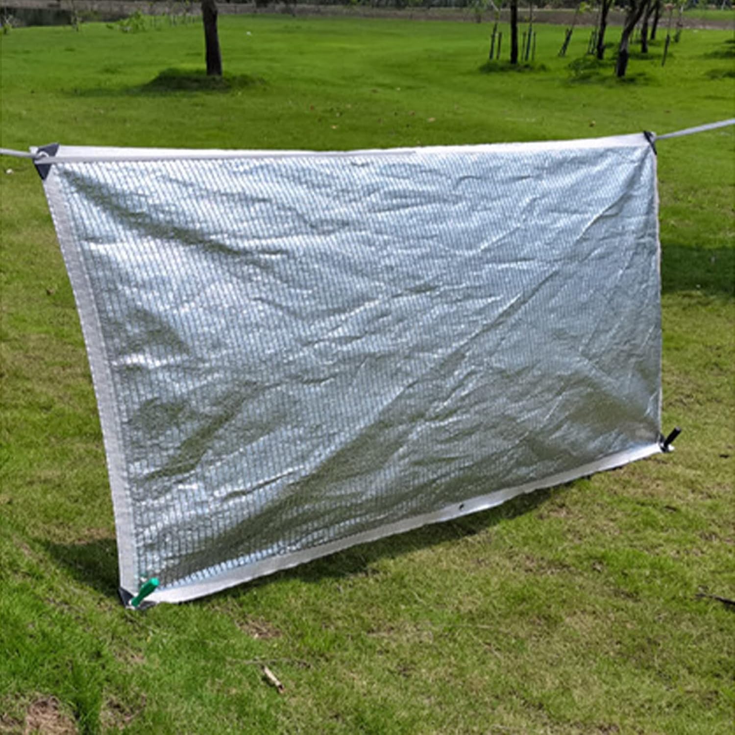 99% Aluminum Thermal Reflective Shade Cloth - Silver Shade Fabric Roll with Grommets, Outdoor Mesh Tarp for Deck, Patio, Porch, Car - Ultimate Rain & Sun Protection Cover