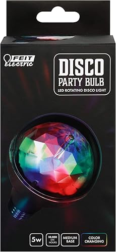 Miniatura 2 de Feit Electric Bombilla LED multicolor cambiante para fiesta de discoteca, DISCO1LED, A19, RGB, RGB multicolor, 5.3 pulgadas de alto x 3.15 pulgadas