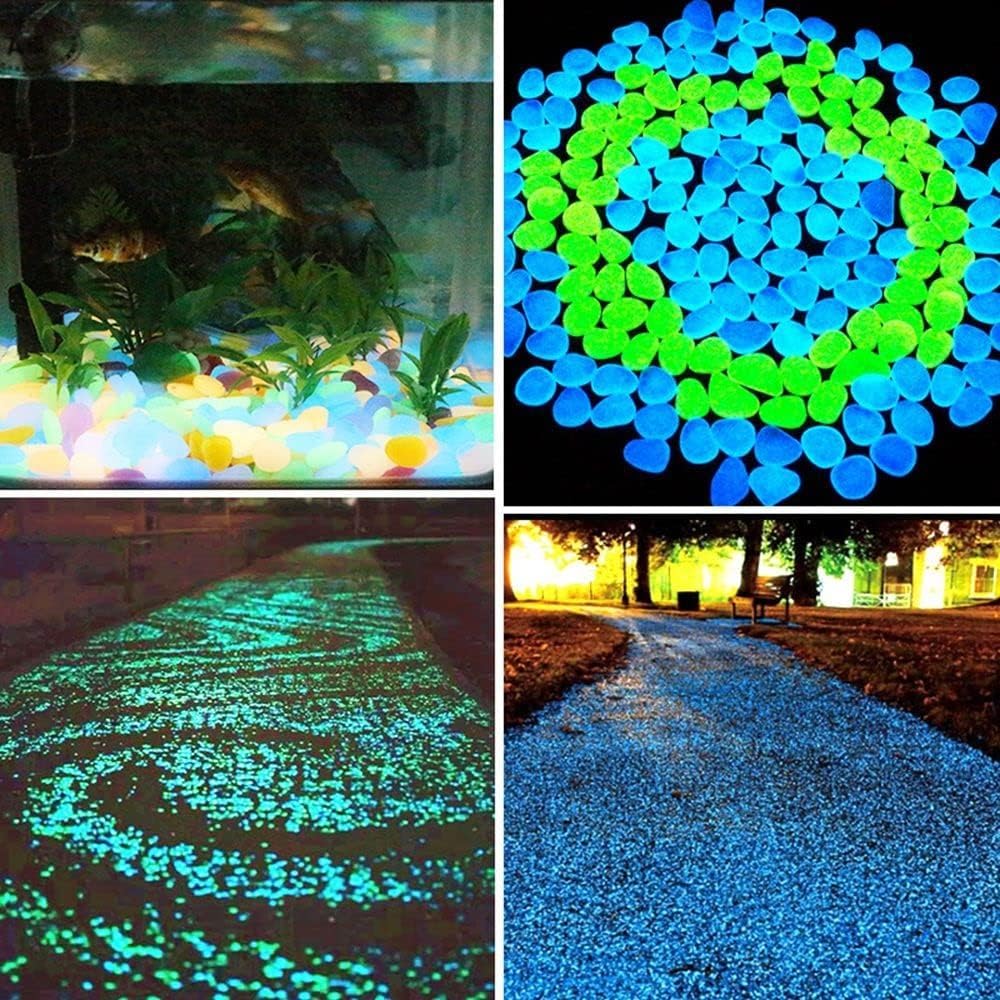 Guijarros brillantes for pecera, guijarros de jardín, 1200/1800 piezas de piedras solares azules brillantes, rocas brillantes, jardín, patio, césped (color: azul, tamaño: 1200 piezas) (color: Geel, ta