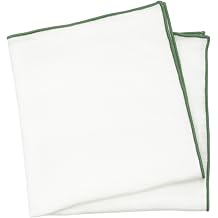 BELLUNO White Pocket Square with Embroidered Color Edge