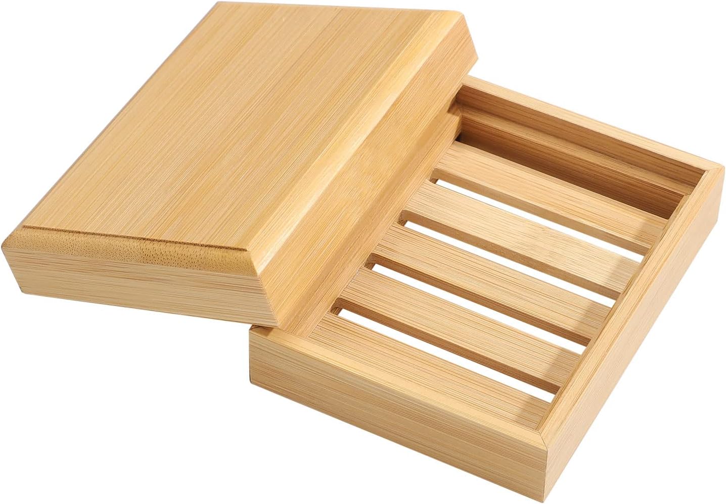 GRANDLIN Natural Handcrafted Bar Soap Holder with Lid,Wooden Soap