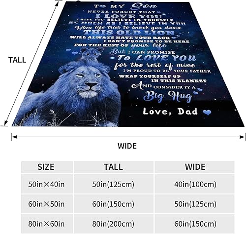 Miniatura 7 de tgruihm Manta de hijo de papá, manta de león y hijo de 80 x 60 pulgadas, regalos de padre a hijo de papá, regalos de papá a hijo, regalos de papá a