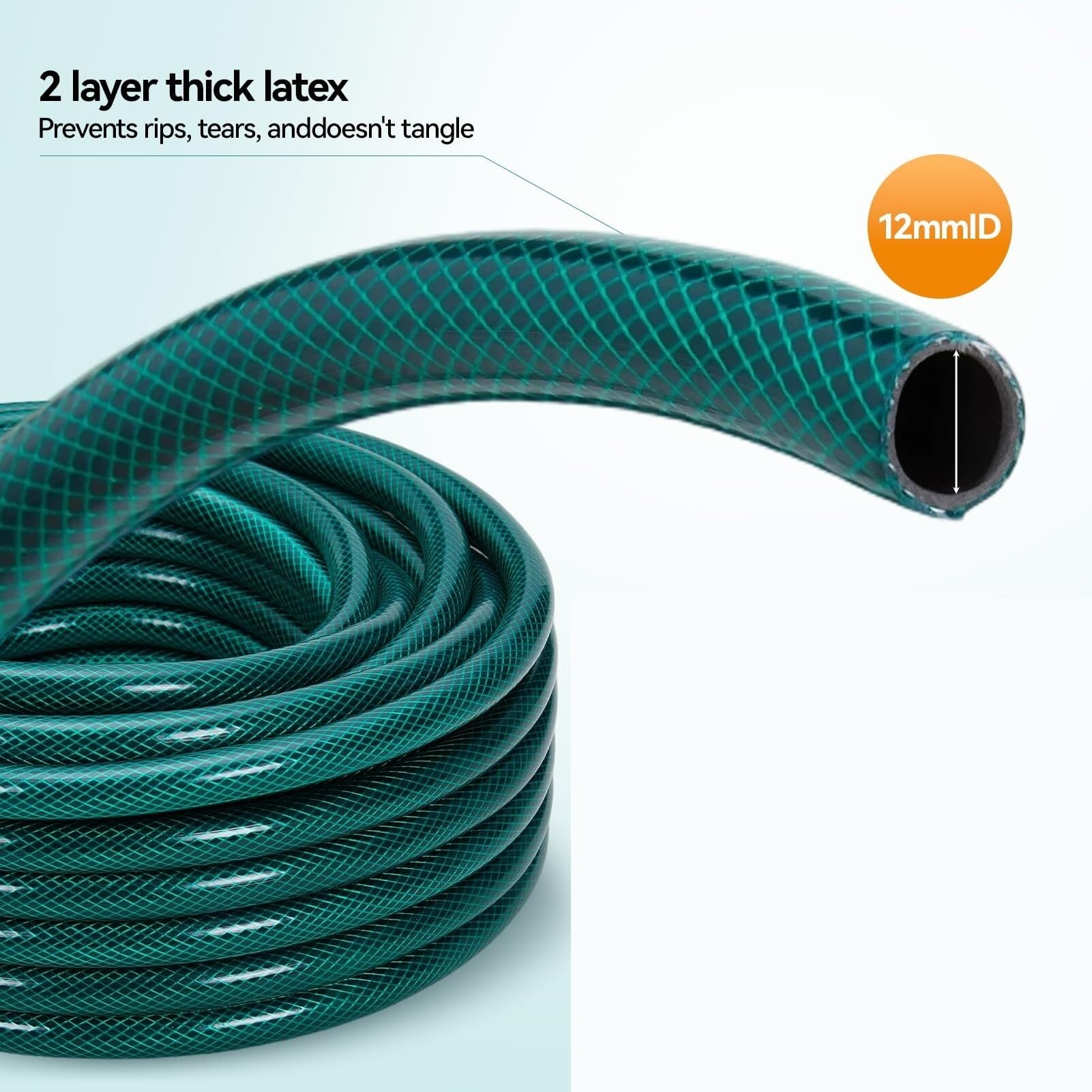 Manguera Jardín 15-50M, Manguera de Agua PVC Reforzado, Doble Capa, Resistente UV y Anti Algas para Jardín, Piscina, Spa(50 EU)