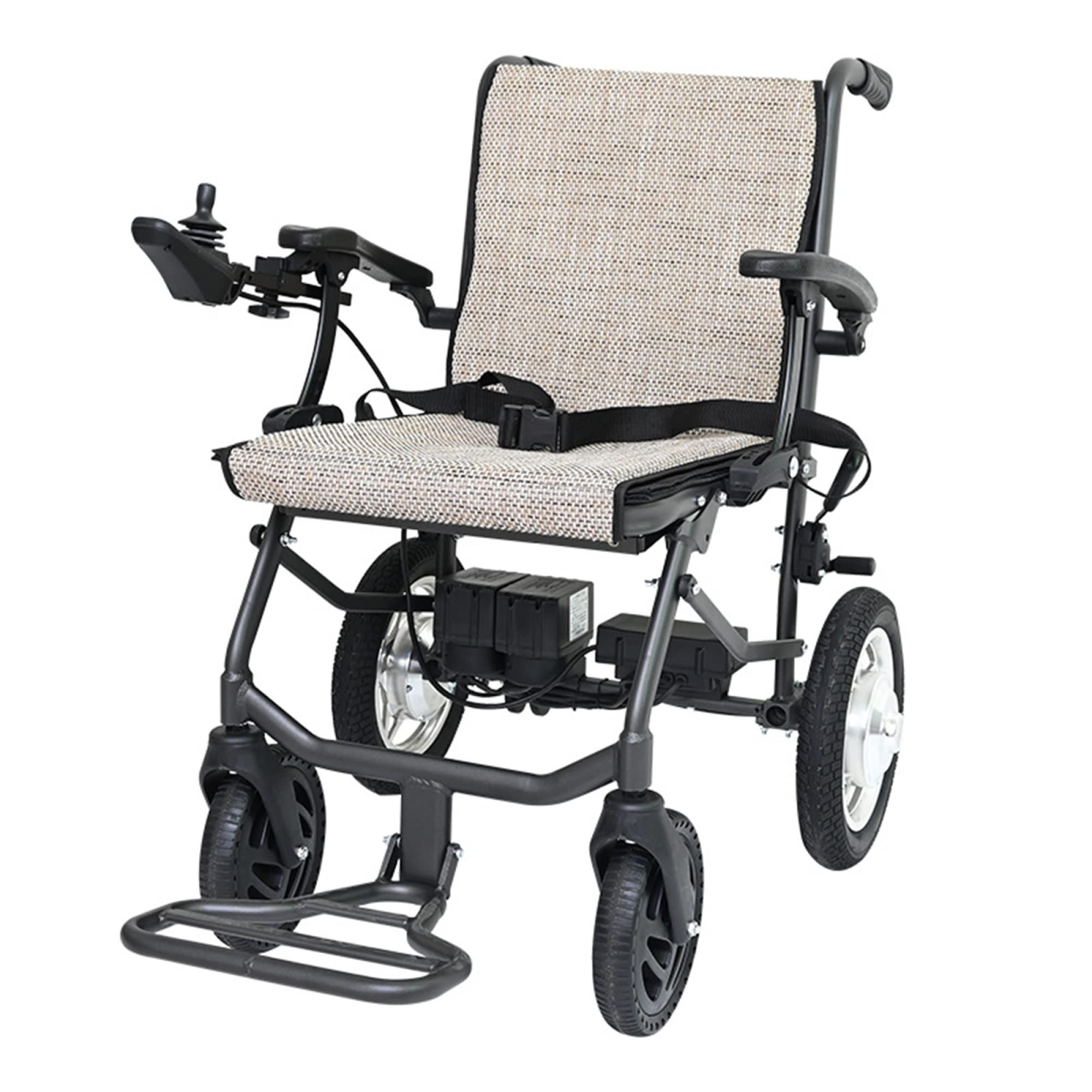 Fauteuil Roulant Électrique Pliant, Fauteuil Électrique Tout Terrain Léger à Double Moteur avec 2 Batteries Au Lithium Mobiles pour Personnes Âgées Handicapées