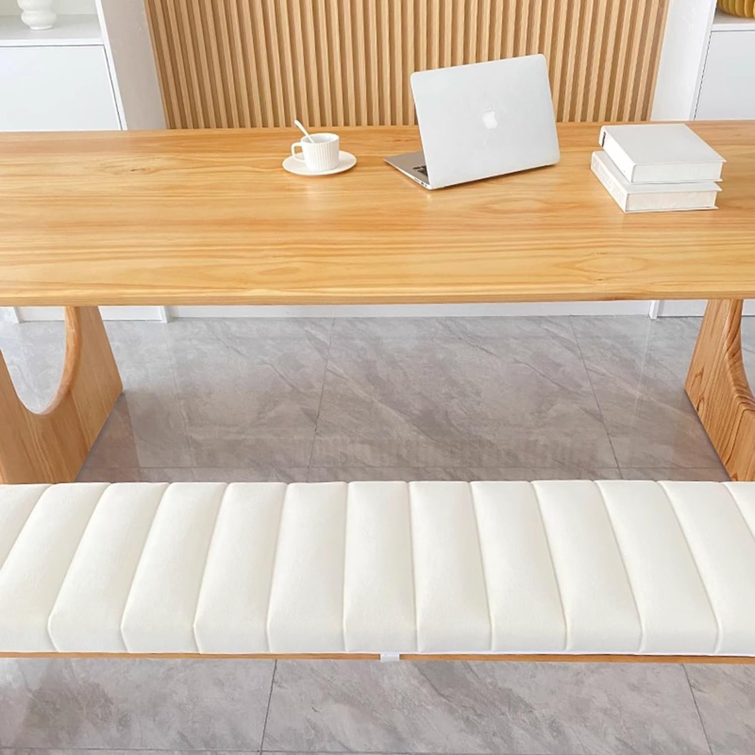 Cuscino per Panca da Interno Velluto 80x40 100x50 130x40 Lavabile Rimovibile, 2/3 Posti, Spesso E Morbido, per Panca da Giardino, Cucina, Sala da Pranzo, Patio Altalena(Milk tea color,140x45x5cm)