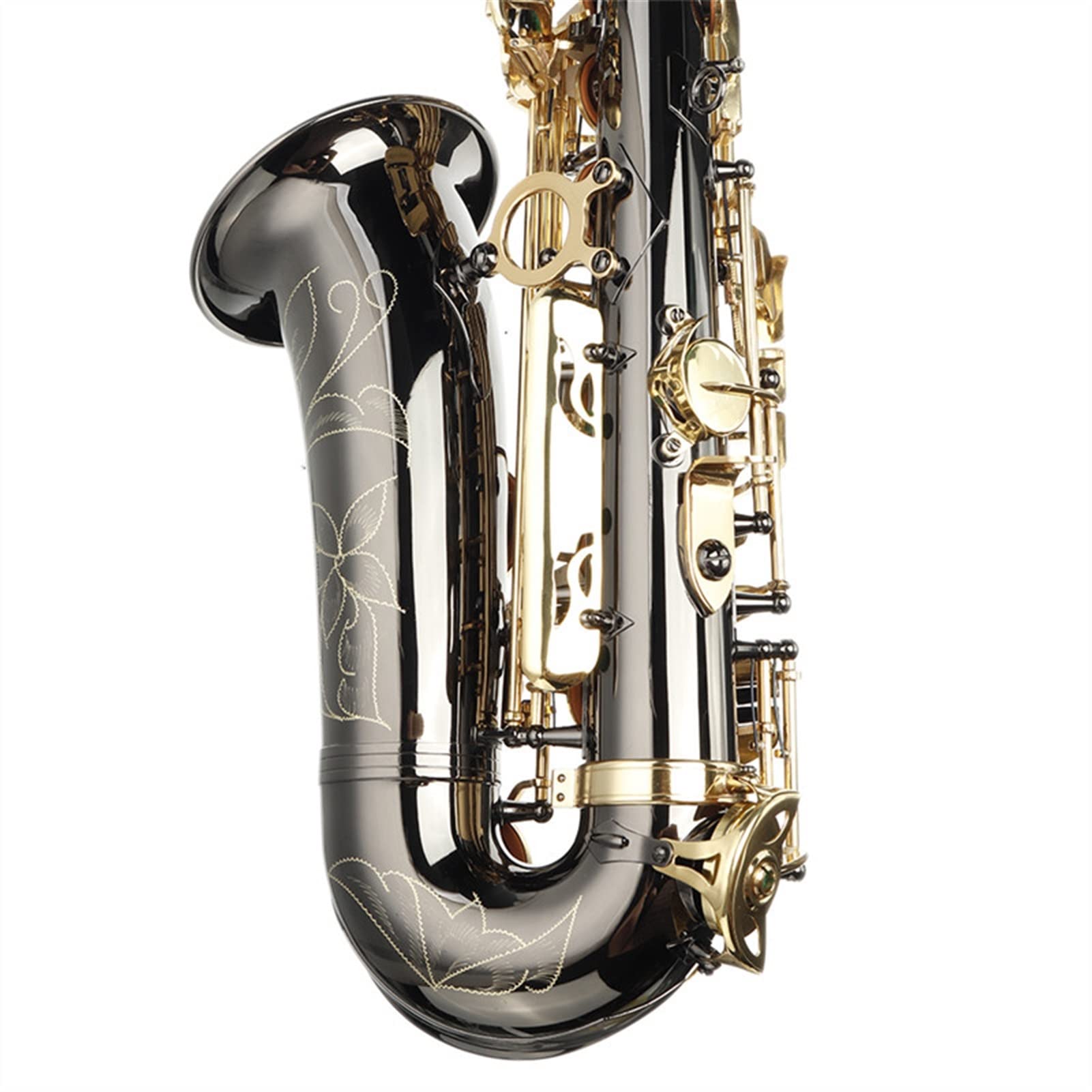 Confezione Completa Chiave in Oro Placcato Nichel Nero Alto E Sassofono Contralto in Ottone Piatto Chiusura a Conchiglia Bianca per Principianti Sax Ottone