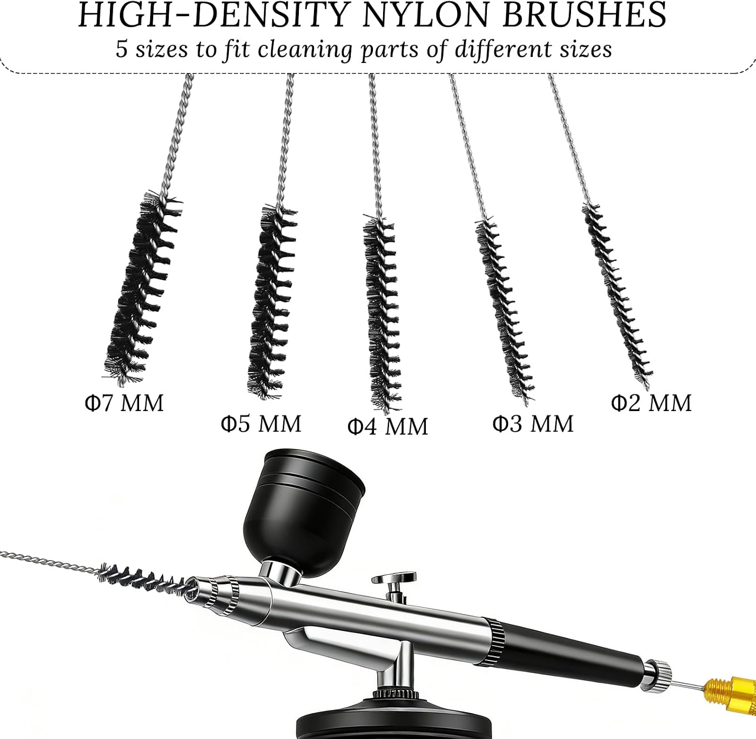 Carburetor Cleaning Kit, 5 Nylon Brushes, 5 Stainless Steel Needles, 1 Yellow Pick Tool, Carb Jet Cleaning Tools for Car & Motorcycle