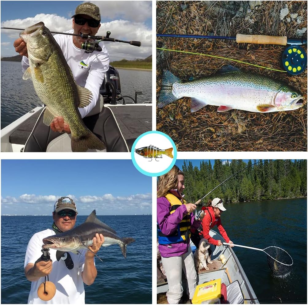 Fishing Lures for Bass Trout Multi Jointed Swimbaits Pencil Fishing Lures with Two Blast Hooks Lifelike Water Bass Lures 3 Kit Long Shot Top Fishing Lures Freshwater or Saltwater