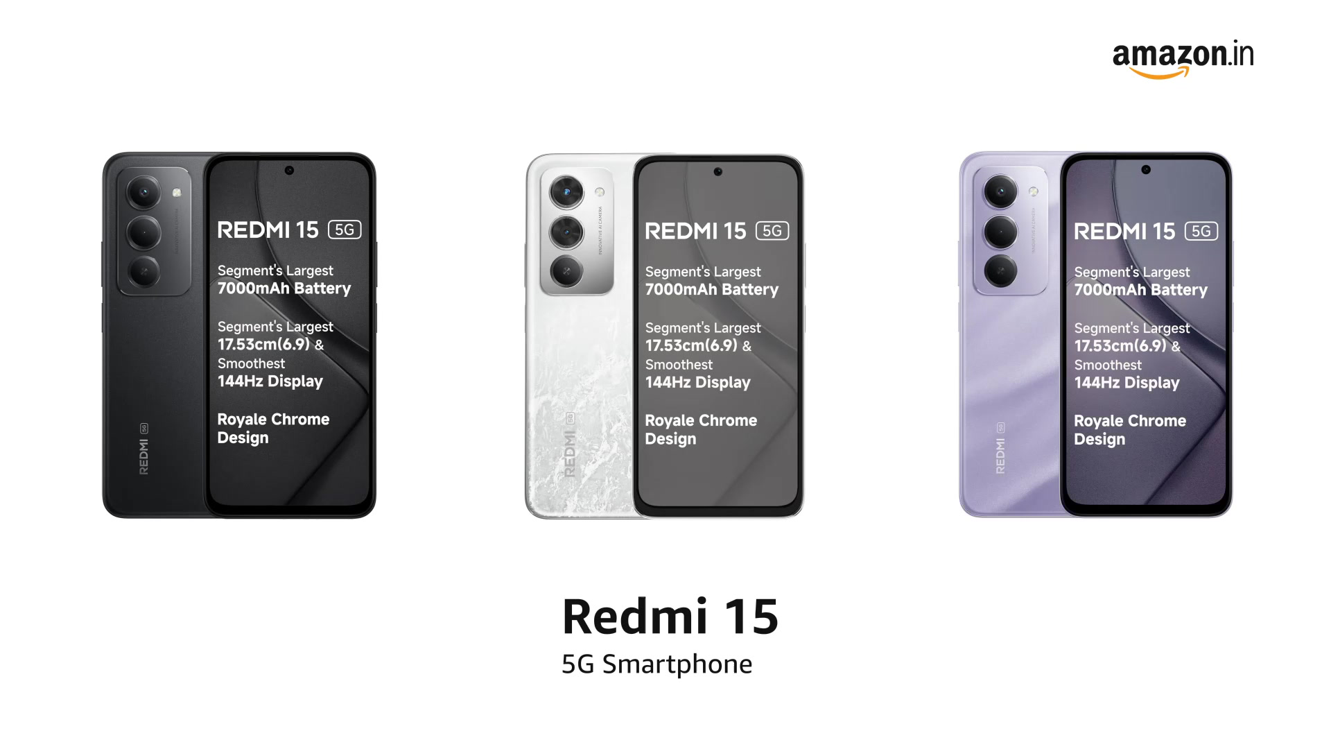 Redmi 15 5G Midnight Black 6GB + 128GB | Segment's Largest