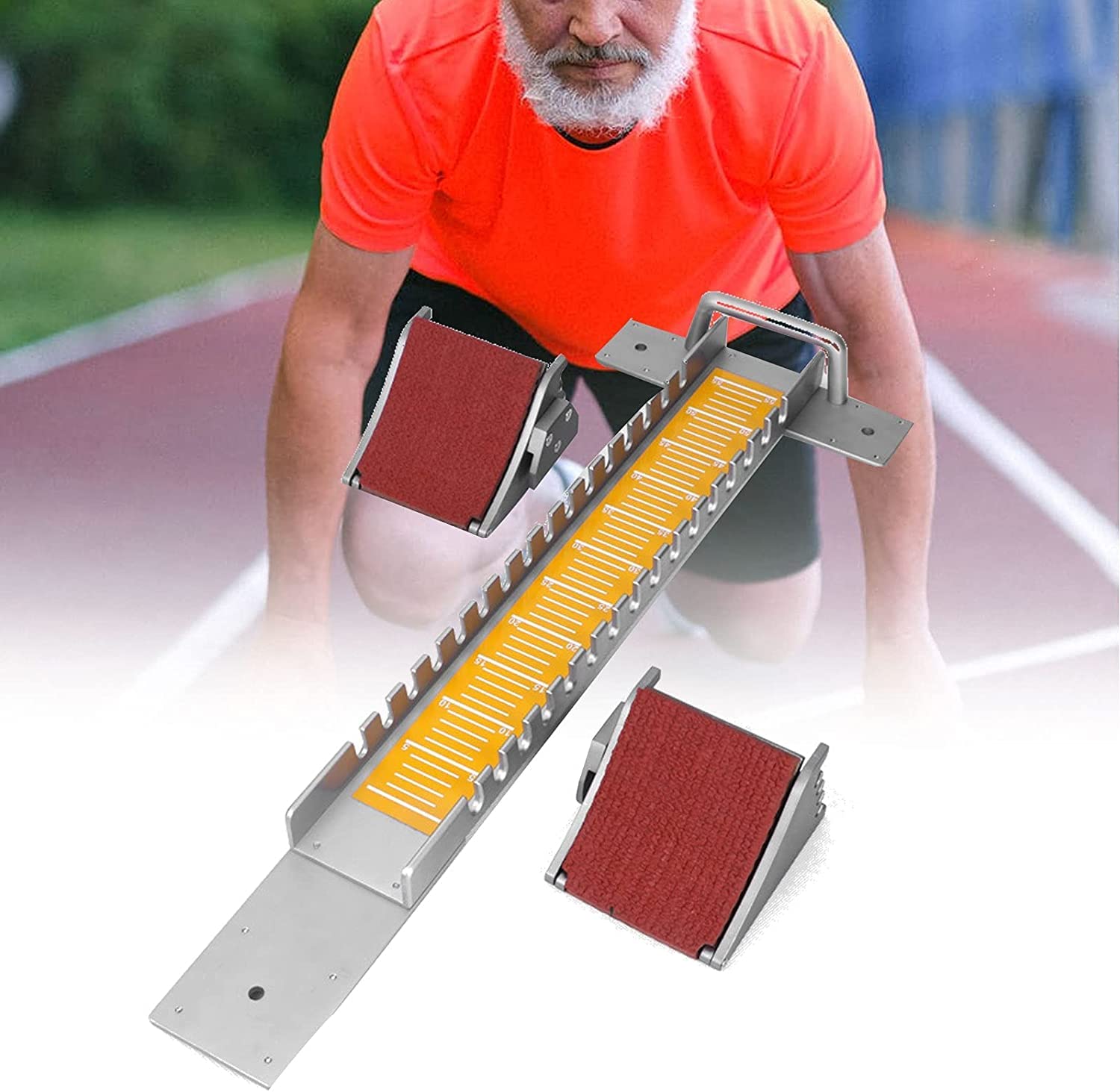 Bloque de Salida para Atletismo, Pista y Campo. Dispositivo de Salida con Pedal Ajustable de Goma. Medidas: 70 x 15 x 5 cm (27,56 x 5,91 x 1,97 Pulgadas). para competiciones escola