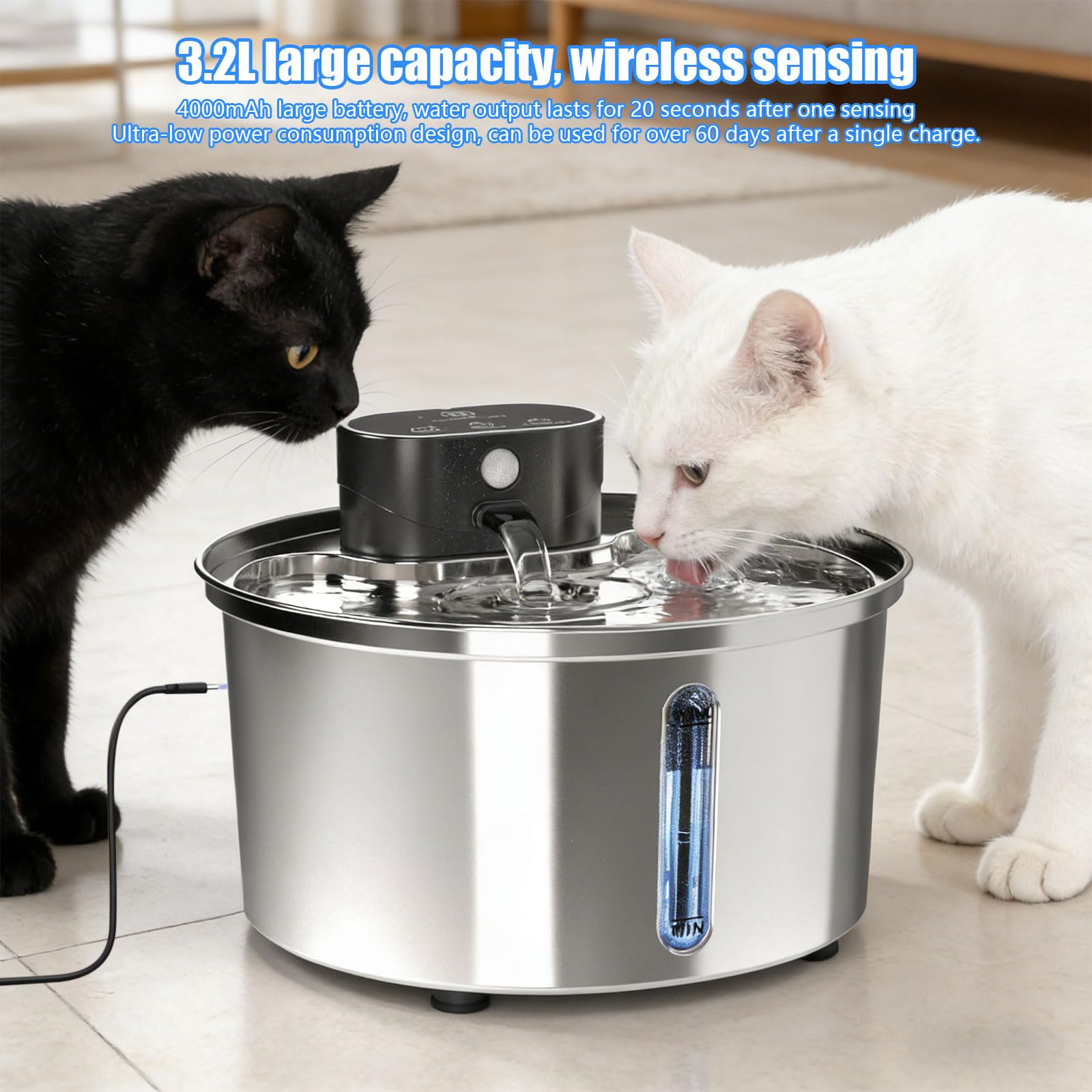 Filtro a più strati automatico a molla d'acqua per il gatto 3.2L ricaricabile efficacemente impurità dei capelli odori fornendo pulito pulito silenzioso