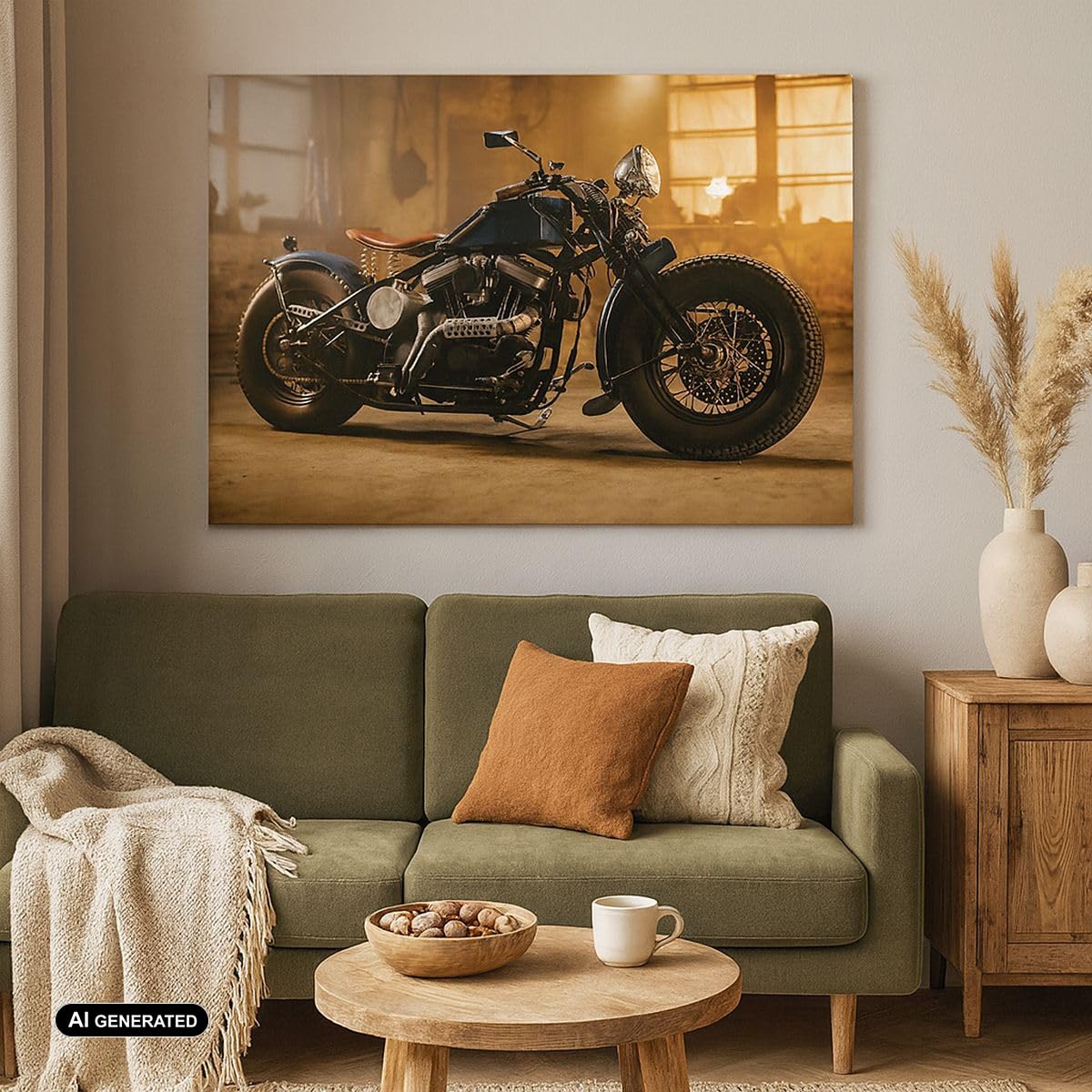 Moderne Impression sur Toile 100x70cm Image Tableau Decoration Murale Harley-Davidson Moto Moteur Tableaux Decoratifs Muraux Chambre Horizontal Deco Cadre Décoration Salon Art Wall AA100x70-4233