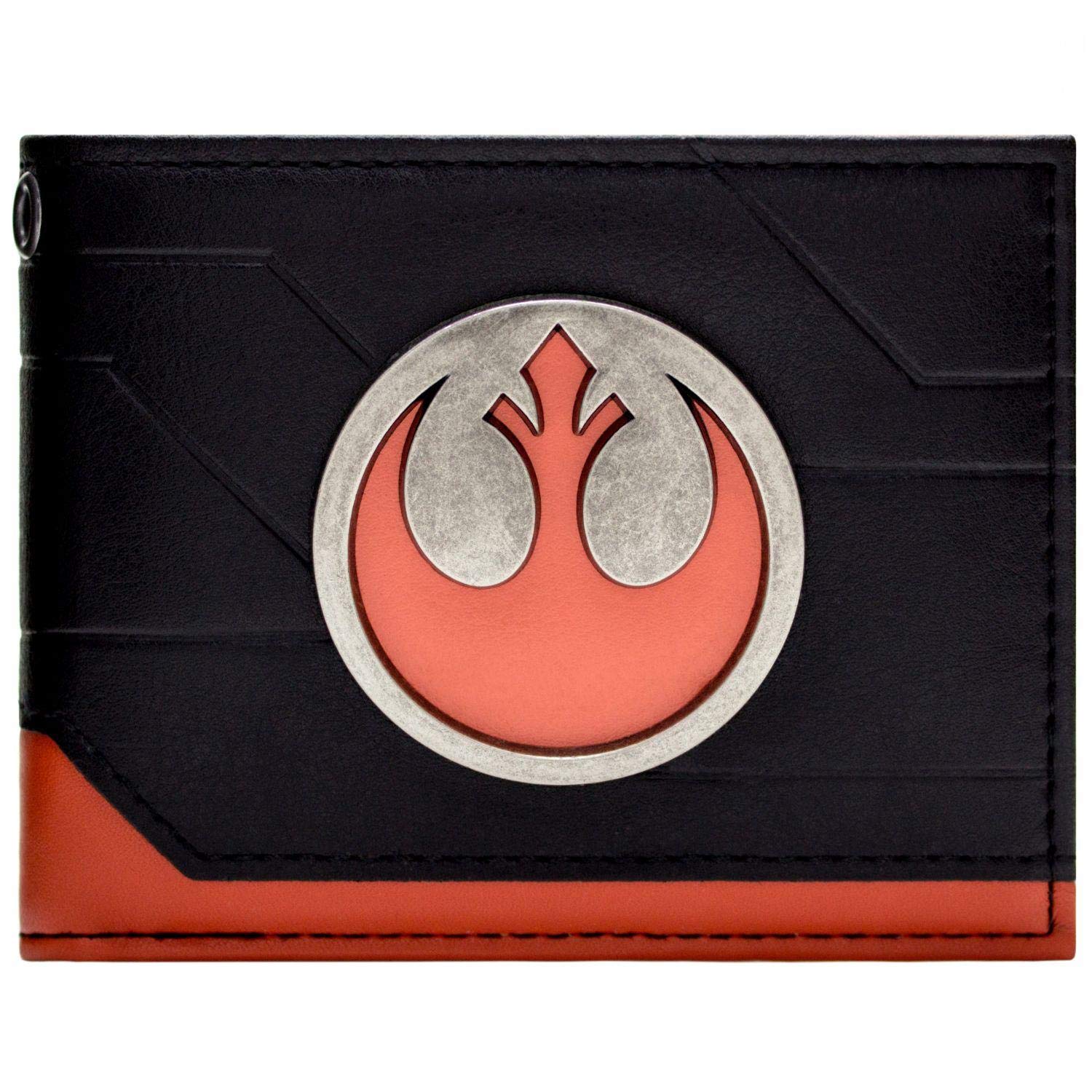 Star Rebel Wars Squadron X-Wing Metal Rebel Emblem Wallet Bi-Fold ID & Card Holder, Black