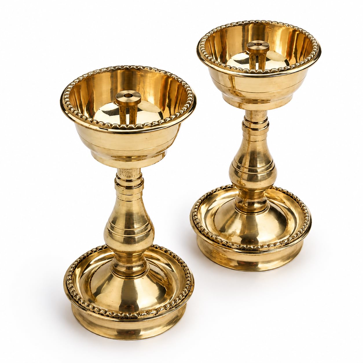 Akhand Brass Diya Set of 2 | 5 Inch Heavy Brass Deepak | Detachable Traditional Jyot Diya with Stable Base & Deep Oil Bowl | Brass Lamp | Ganpati, Navratri, Diwali Festivals | Gifting-image-12