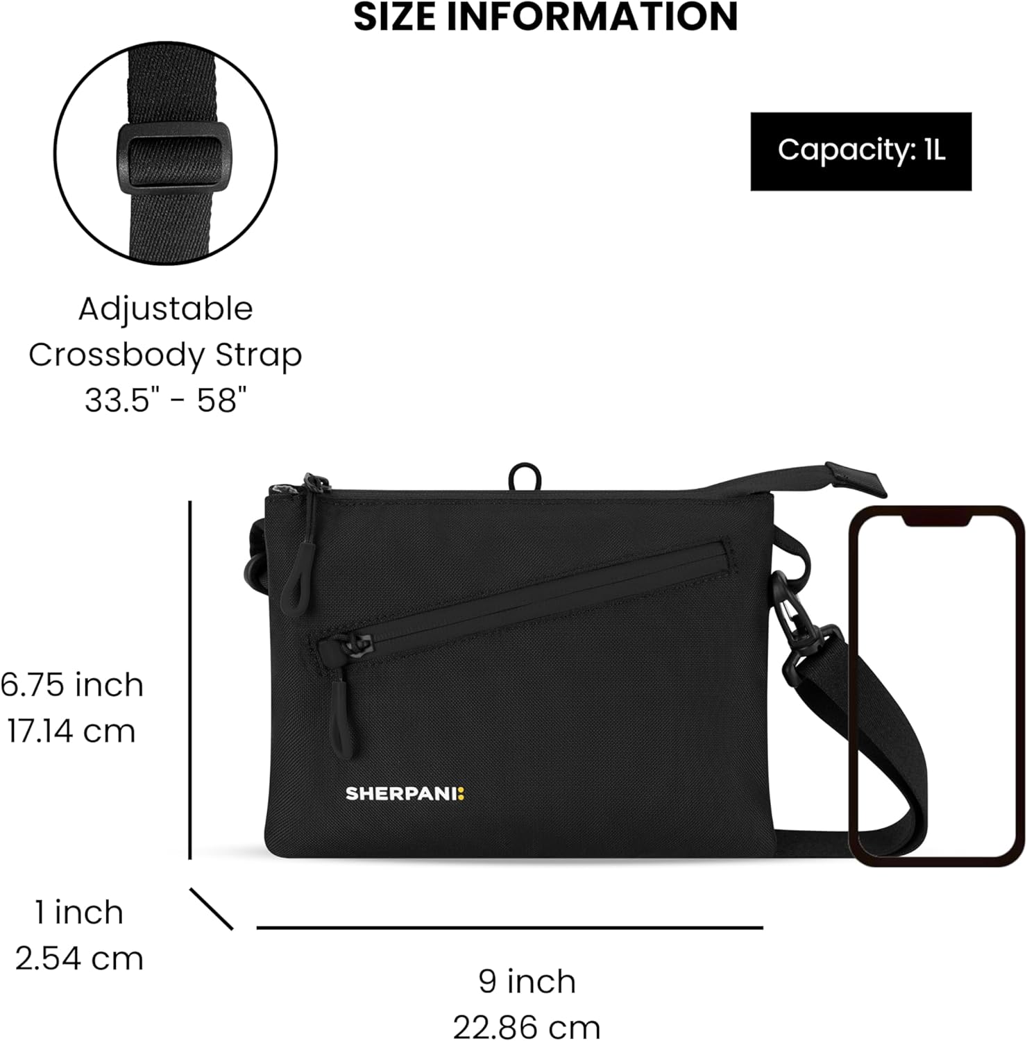 Sherpani Zoom, Small Crossbody Purse, Nylon Crossbody Bag, Lightweight Cross Body Bag, Sleek Dual Pouch