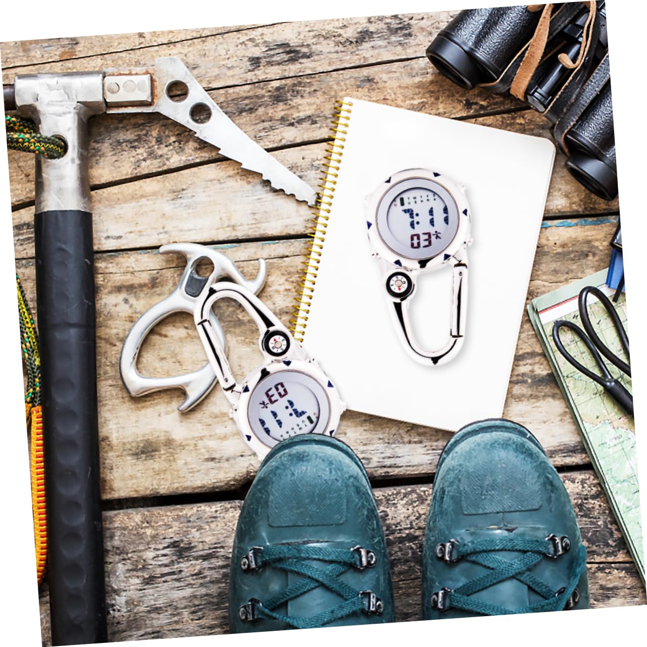 LIFKOME 2stücke Mini Carabiner Uhr Multifunktionale Edelstahl-hängeuhr Für Outdoor-aktivitäten Und Stoßfest Für Rettungsdienst Und Abenteurer Blau