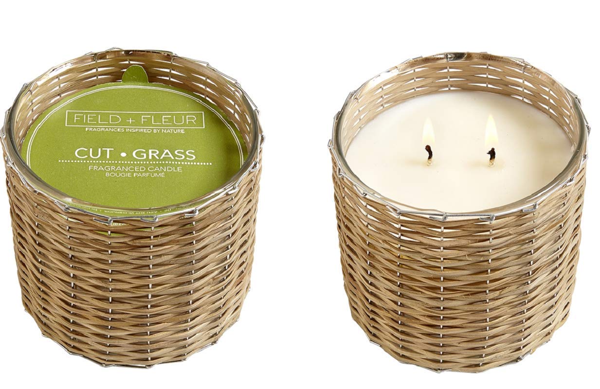Hillhouse Naturals CTGGL2 Cut Grass 2-Wick Handwoven Candle, 12oz.