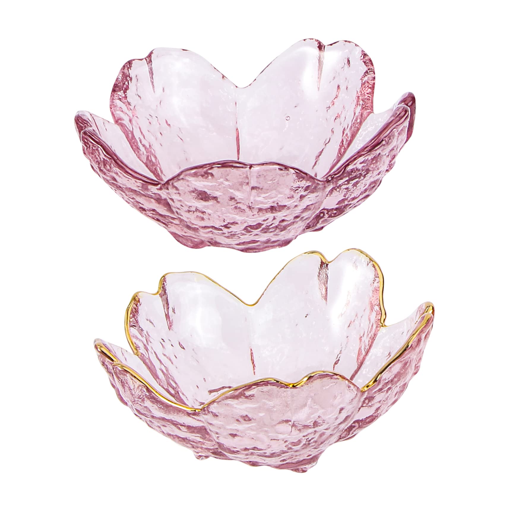 FUNOMOCYA 2pcs Glass Cherry Blossom Dish Dip Small Condiment Bowls Japanese Plates Japanese Snacks Pink Jewelry Food Sauce Dish Sauce Cups Floral Plates Tea Seasoning Dish Ceramics
