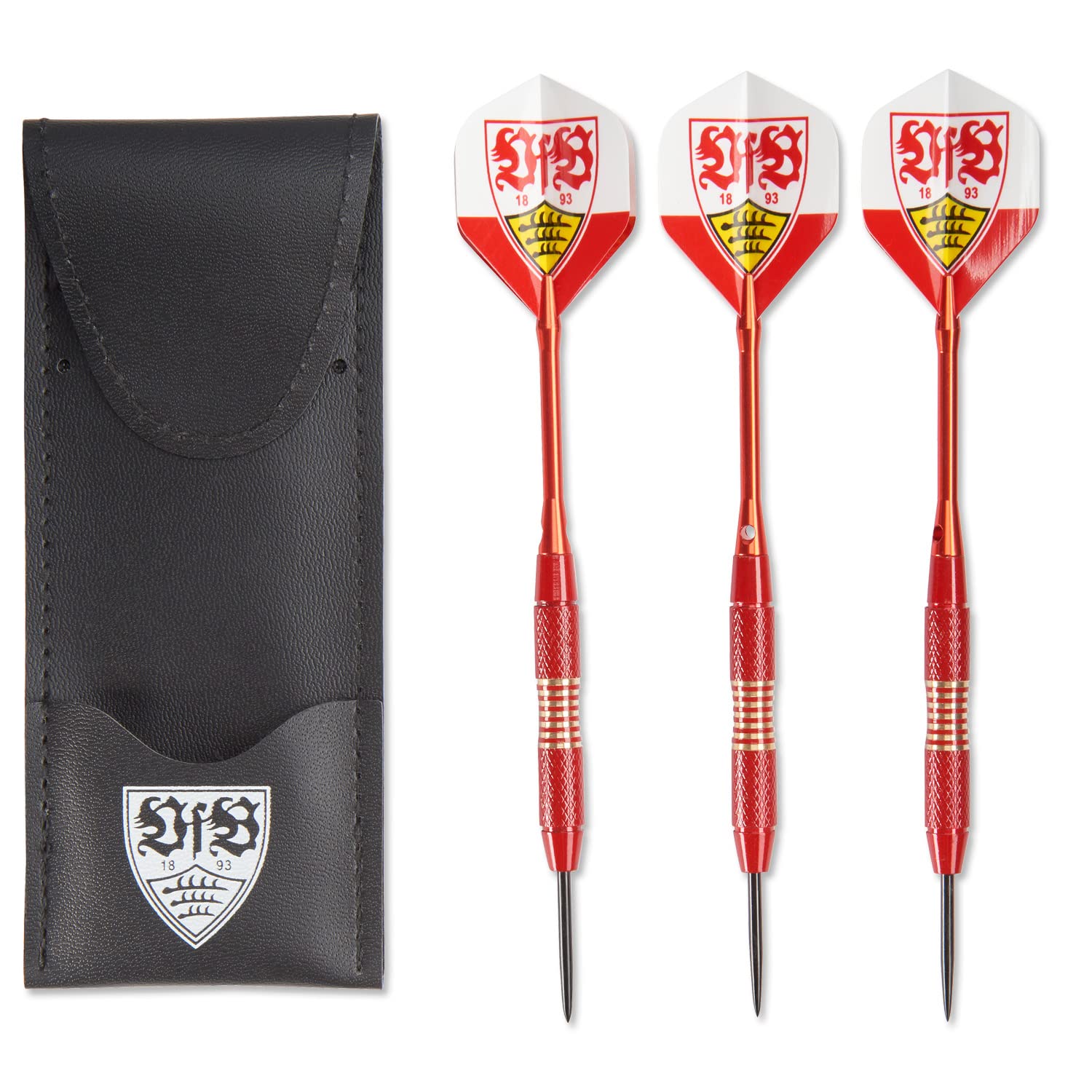 VfB 3-er Dartpfeile mit Ledertasche