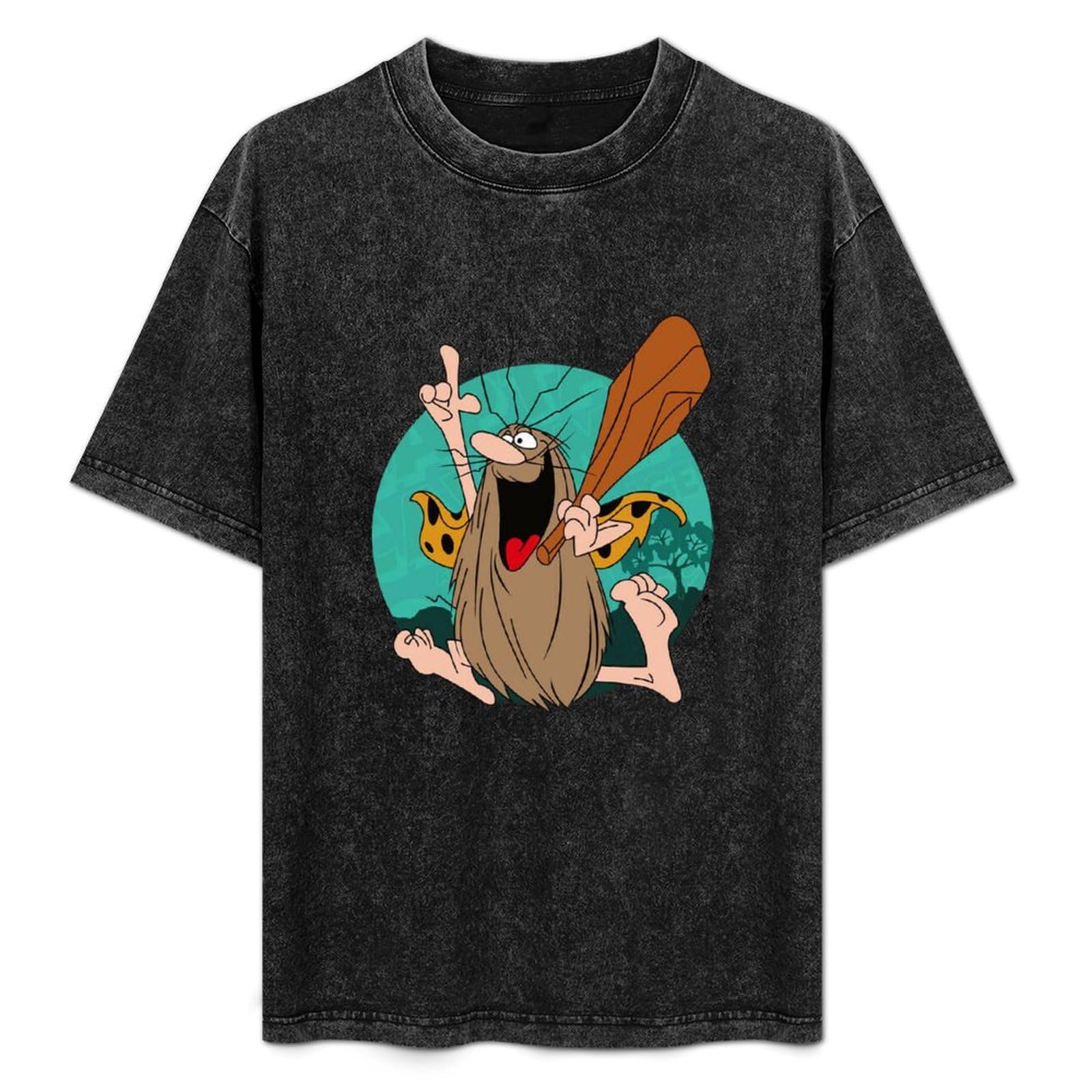 Weixiu Captain Caveman Cartoon Hanna Barbera Graphics Tee Black Tee T-Shirt Black S