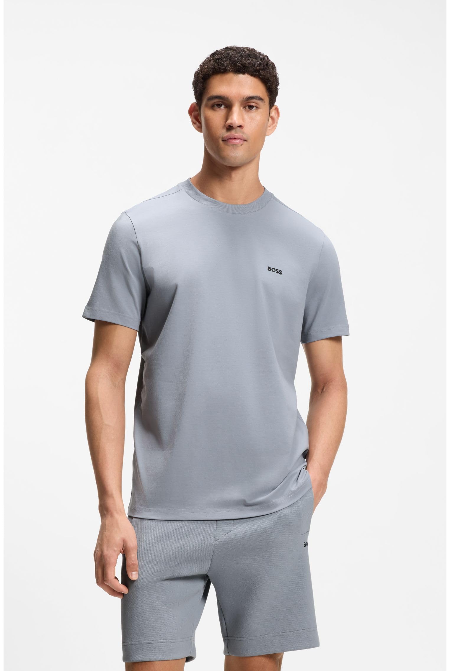 T-Shirt Aus Stretch-Baumwolle Mit Logo-Detail