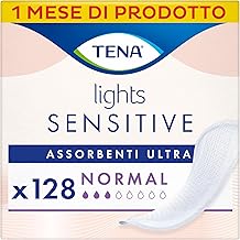 TENA Lights Sensitive Ultra Pads - Normal - Ultra Sanitary Pads for Light Urinary Leaks and Sensitive Skin - Fragrance and Dye Free - 128 Pieces, 8 x 16